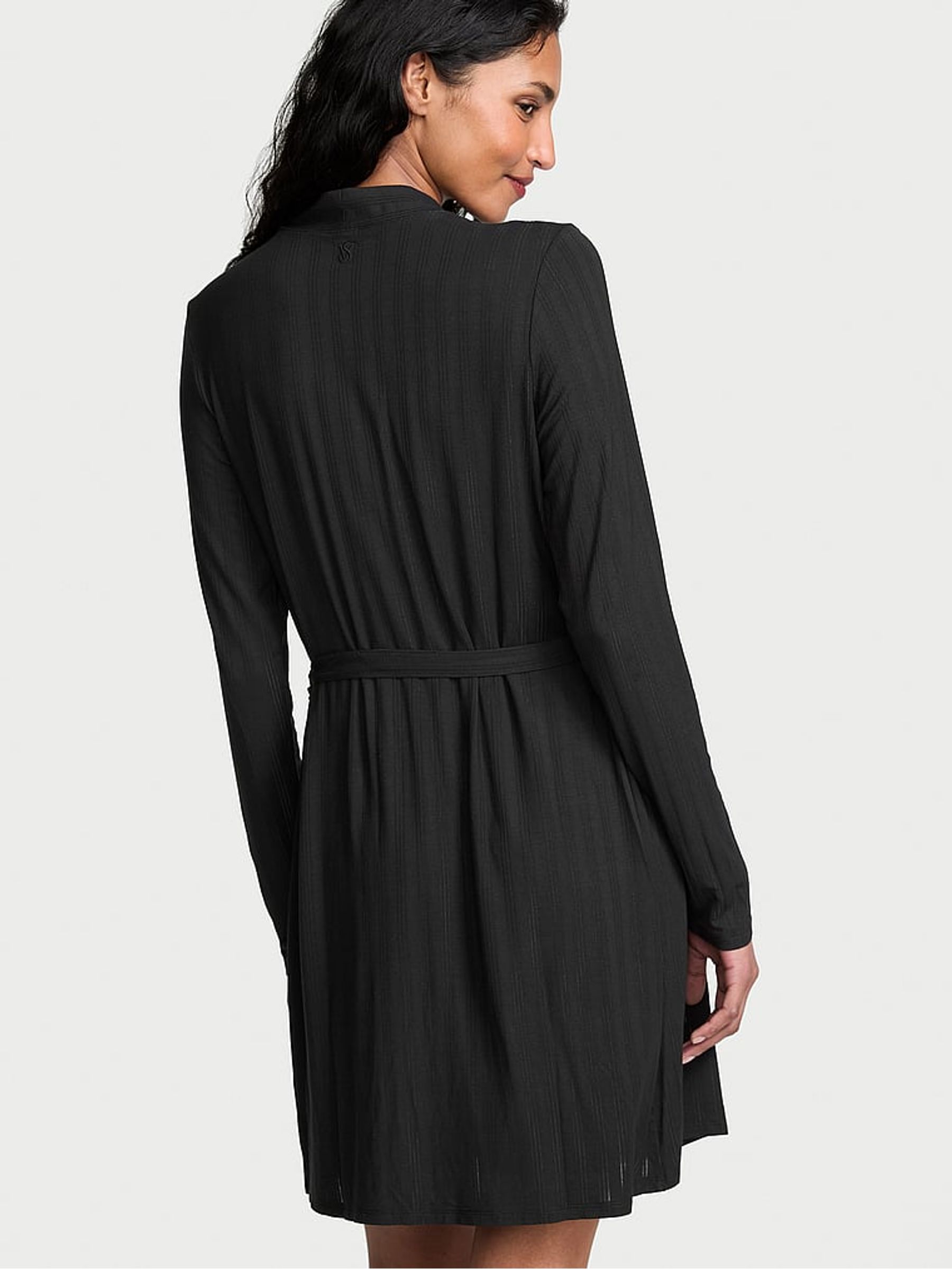 Black Modal Ultra Fine Short Robe - Image 2 of 2 Black Modal Ultra Fine Short Robe - Image 2 of 2