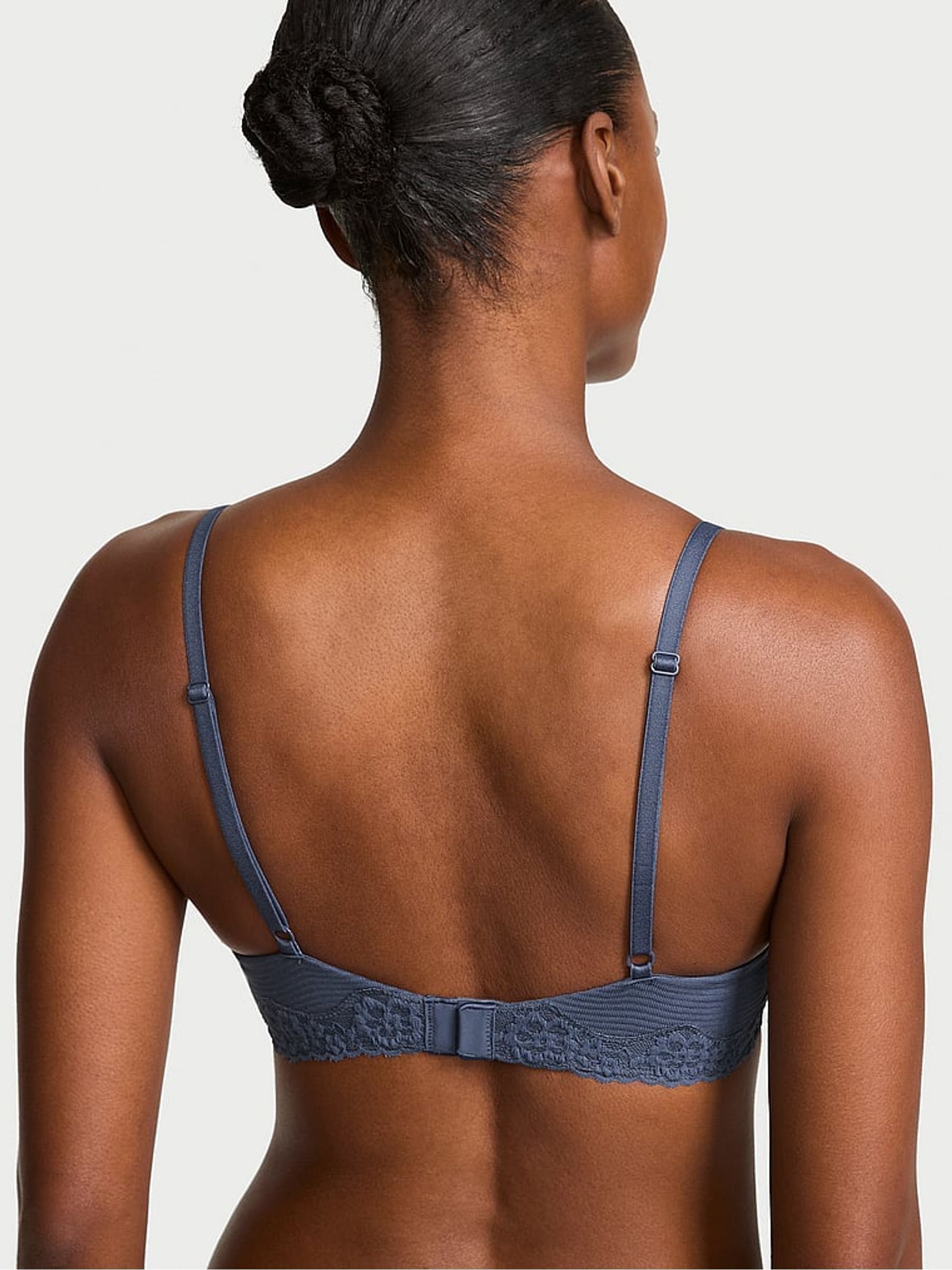 Bluestream Full Cup Push Up Cotton Stripe Lace Trim Bra - Image 2 of 2
