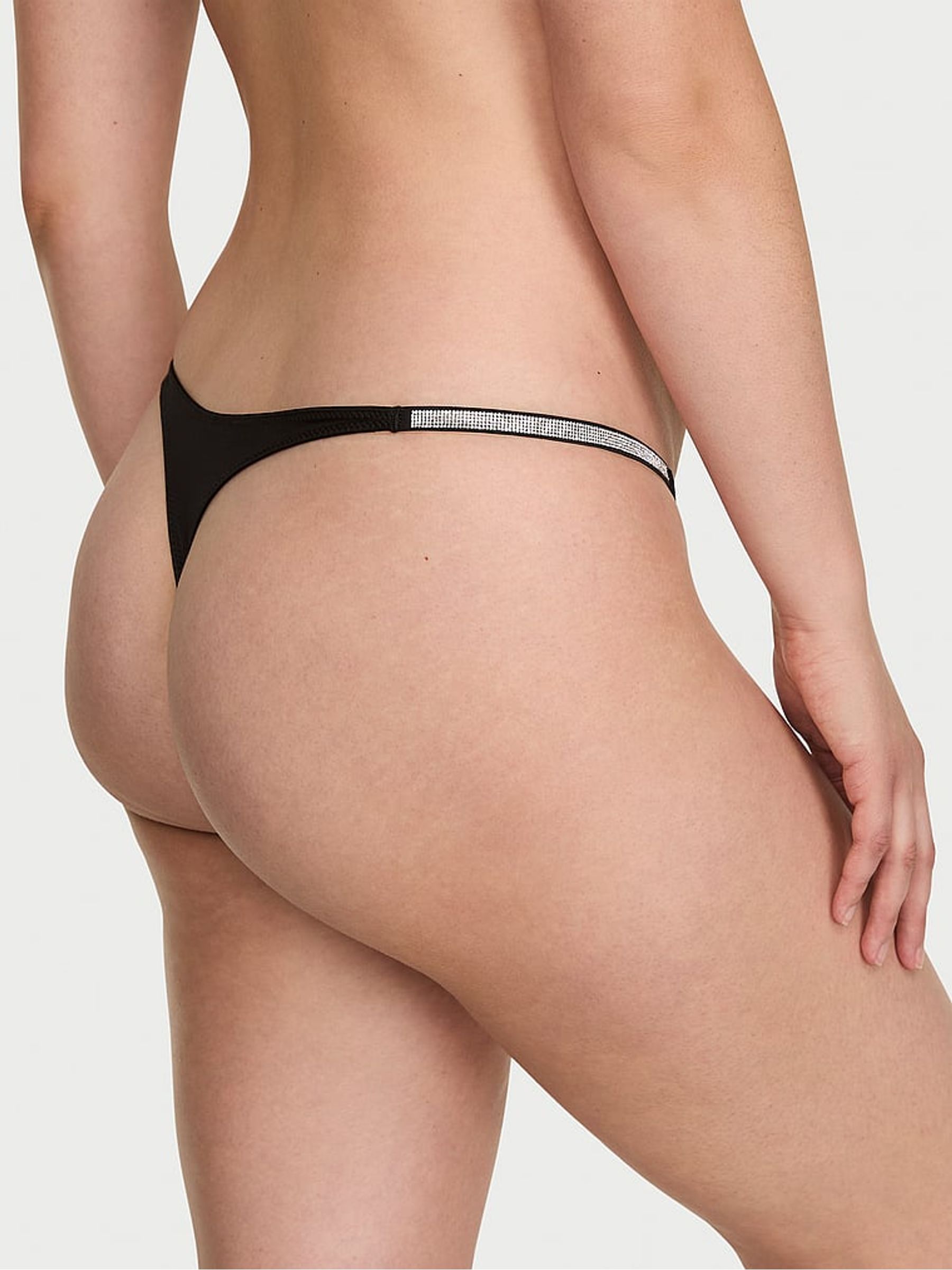 Black Thong Shine Bow Knickers - Image 2 of 2