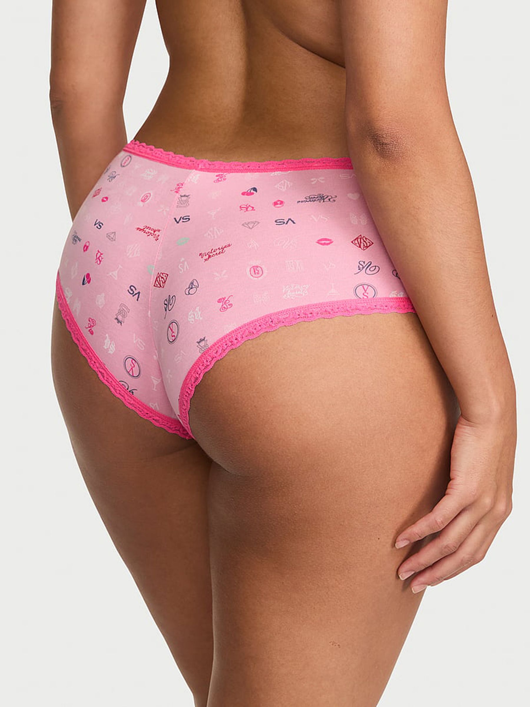Pink Icons Cheeky Cotton Lace Trim Knickers - Image 2 of 2