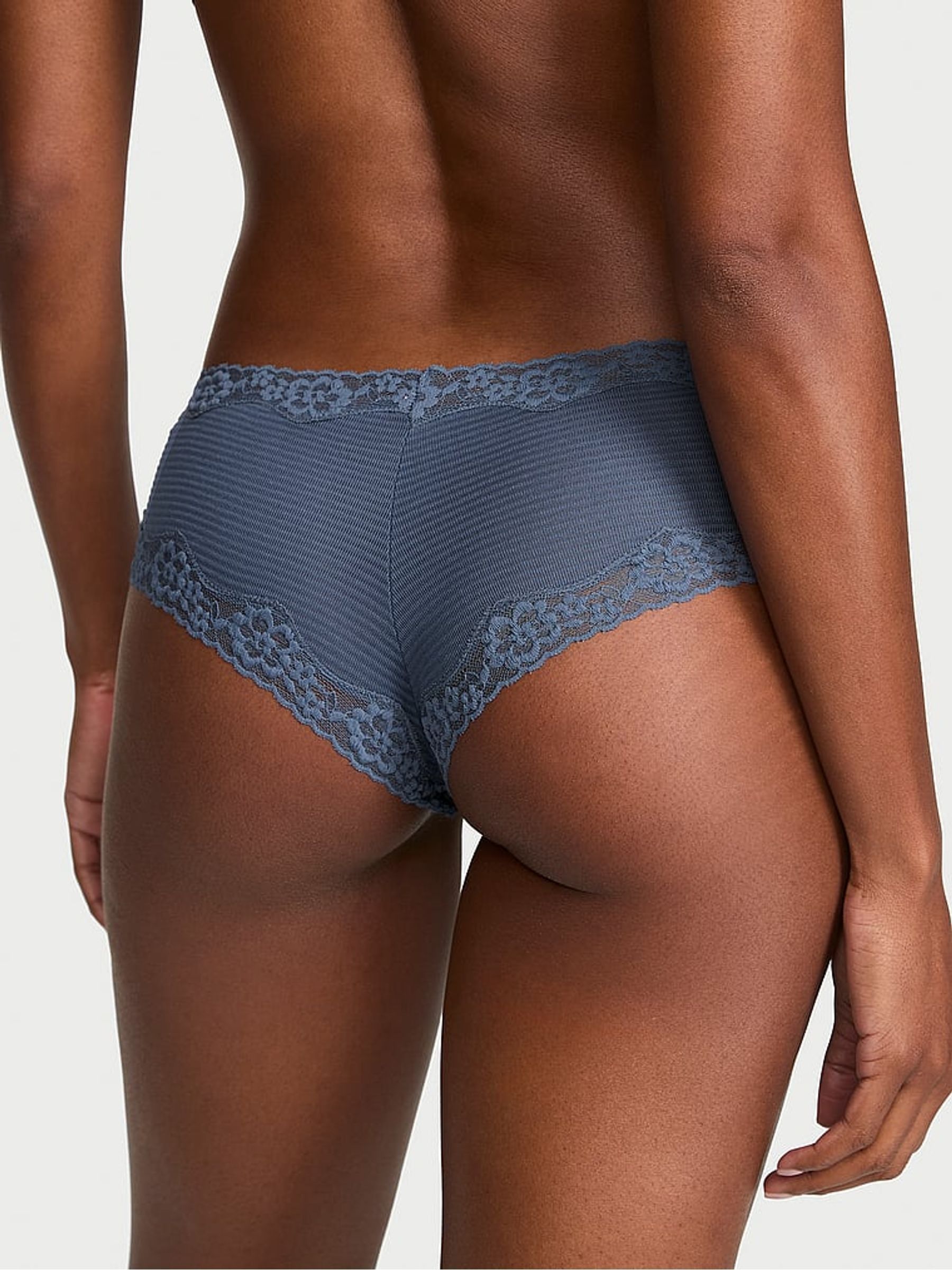 Bluestream Cheeky Cotton Stripe Lace Waist Knickers - Image 2 of 2