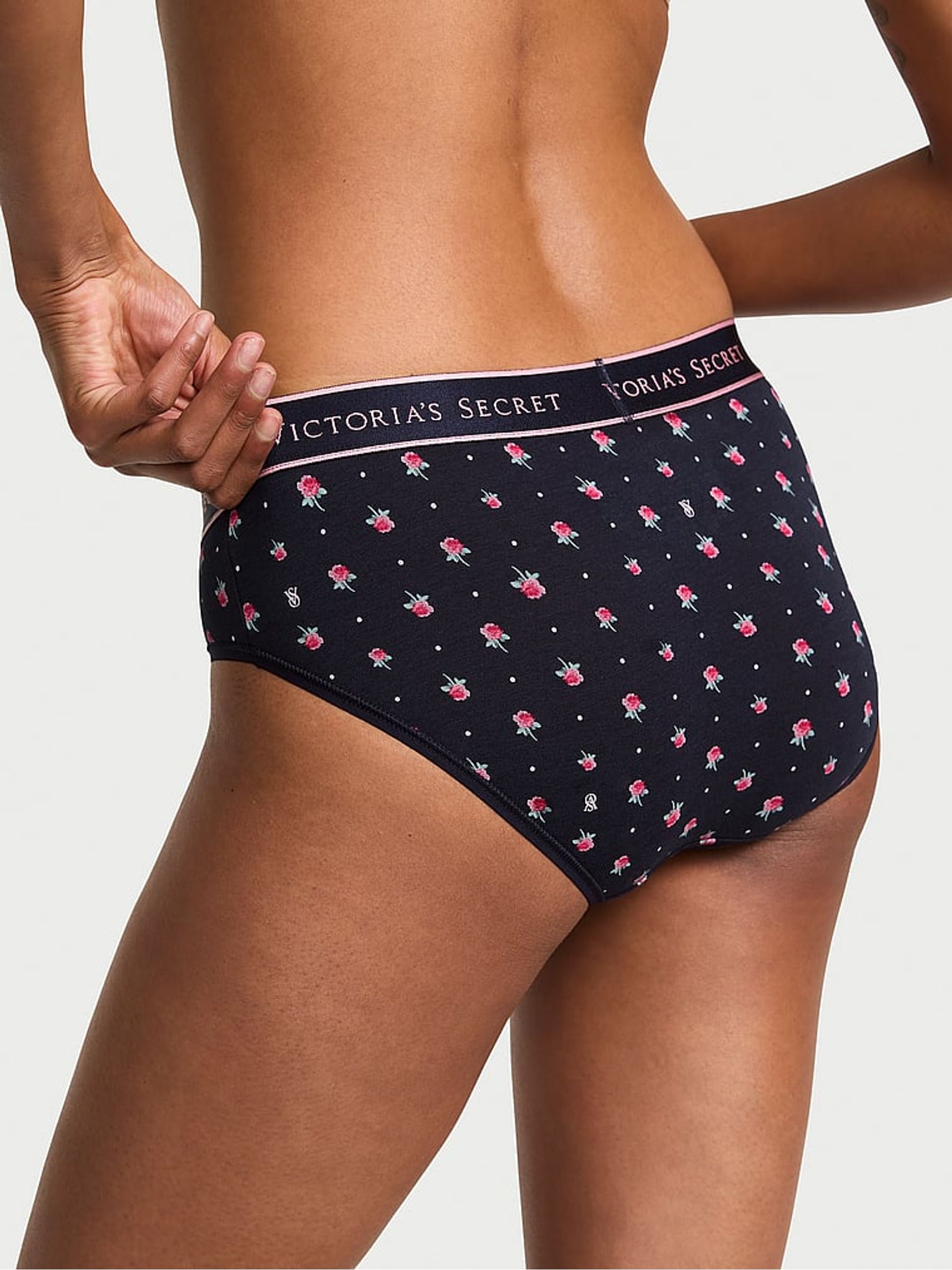 Navy Blue Floral Hipster Logo Knickers - Image 2 of 2