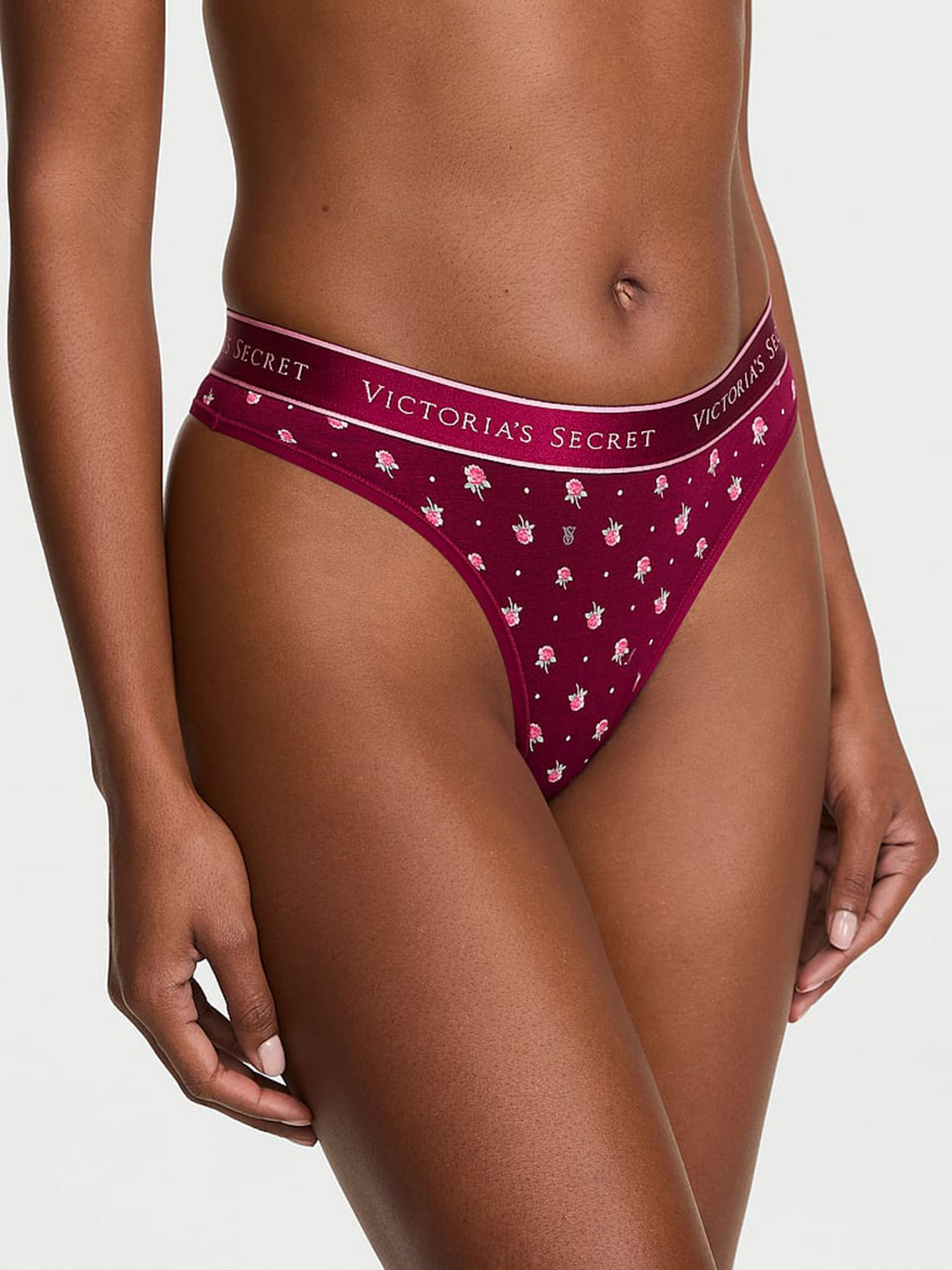 Fresh Jam Red Floral Thong Logo Knickers - Image 1 of 2