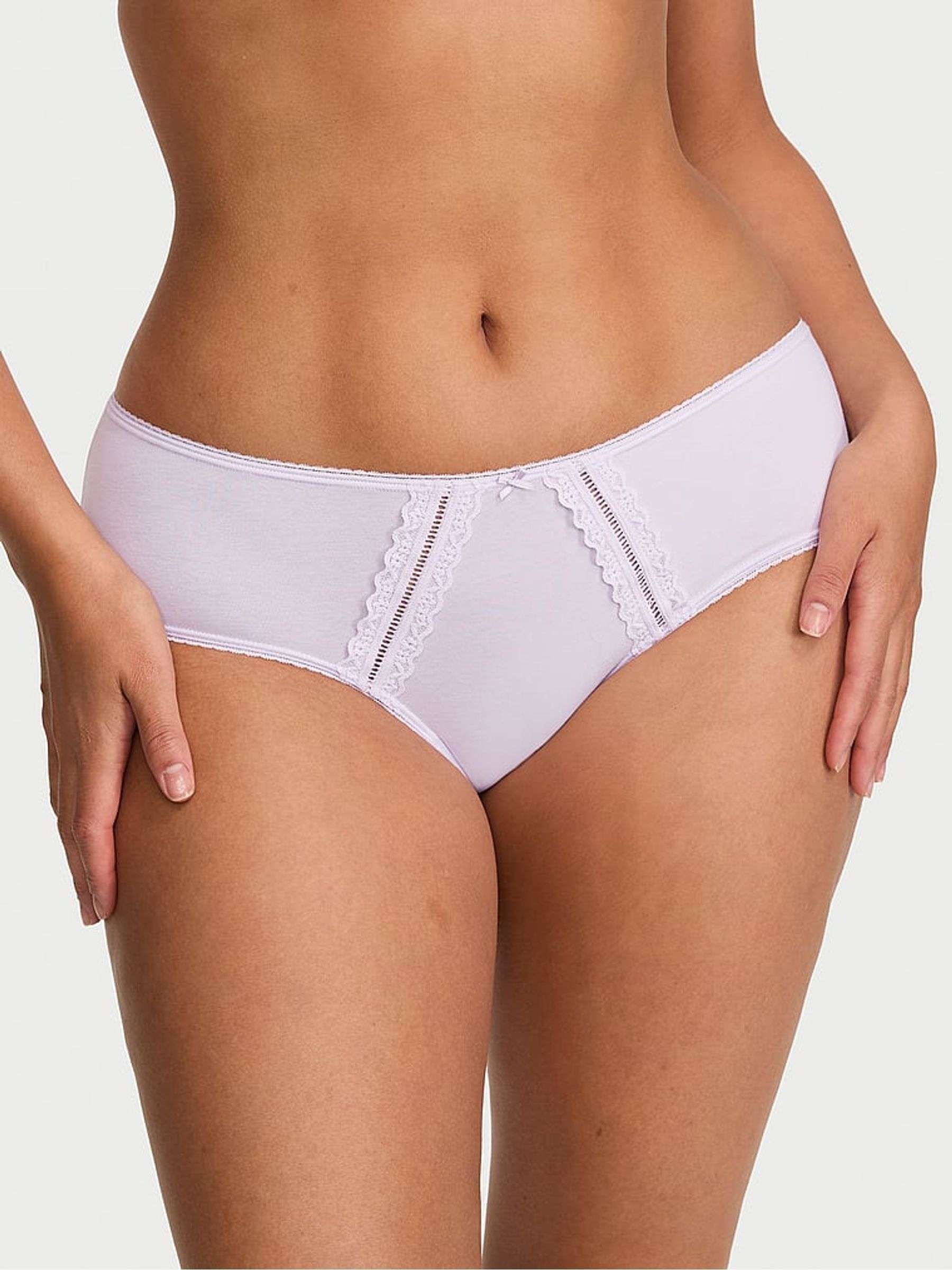 Purple Whisper Hipster Cotton Lace Trim Knickers - Image 1 of 2