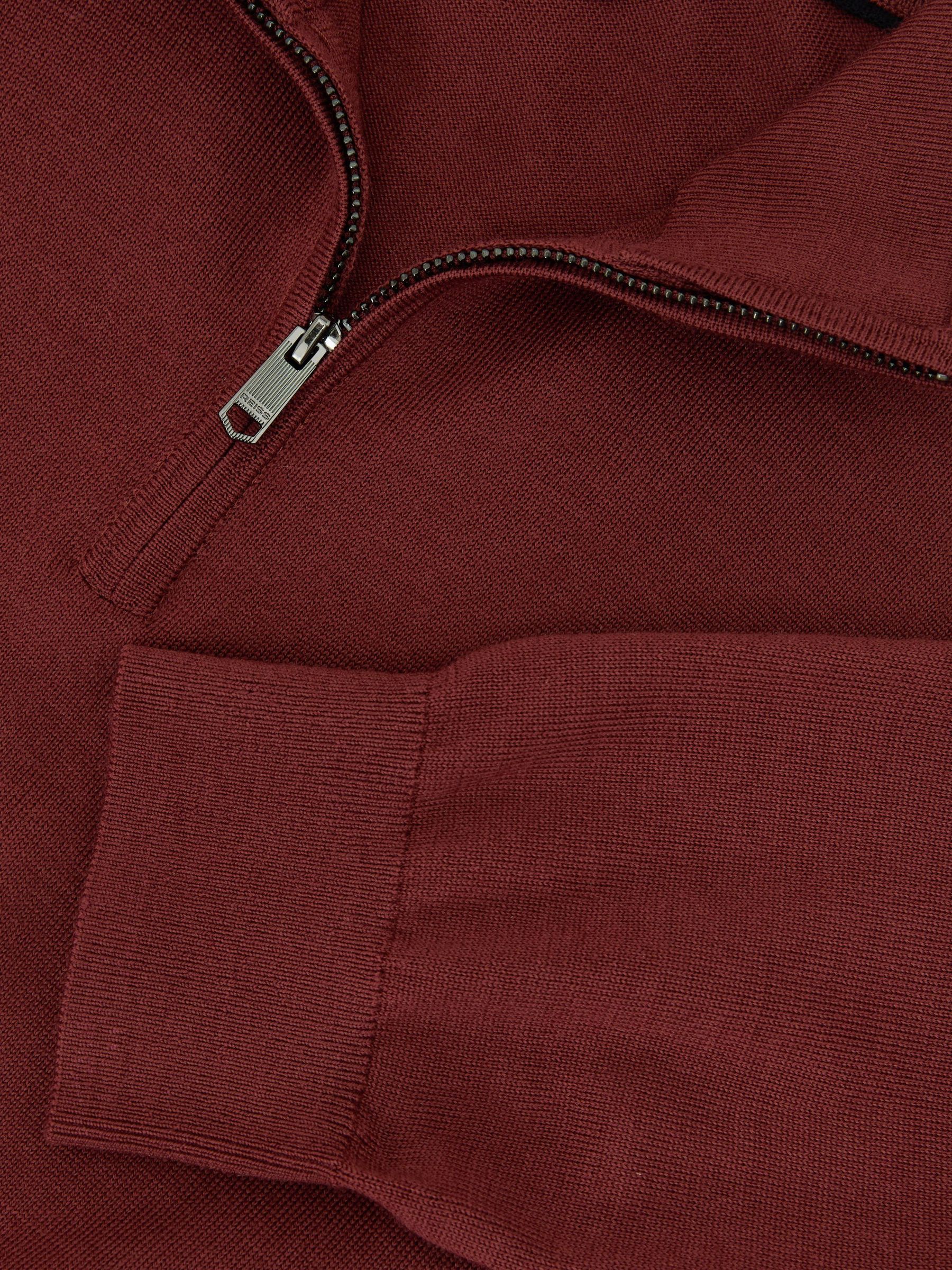 Merino Wool Half-Zip Funnel-Neck Jumper in Rooibos Red - Image 5 of 5