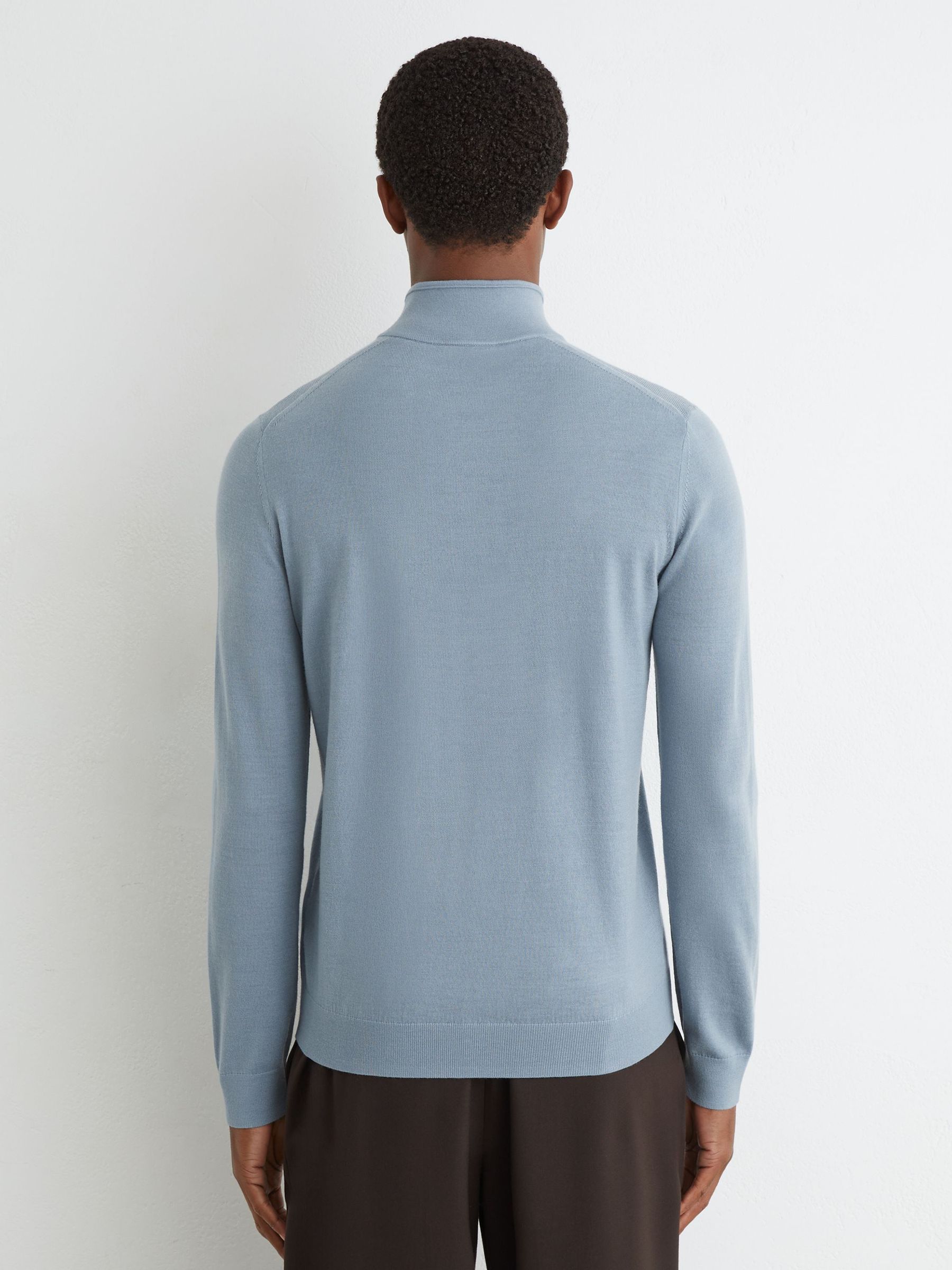 Merino Wool Half-Zip Funnel-Neck Jumper in Armour Blue - Image 5 of 6