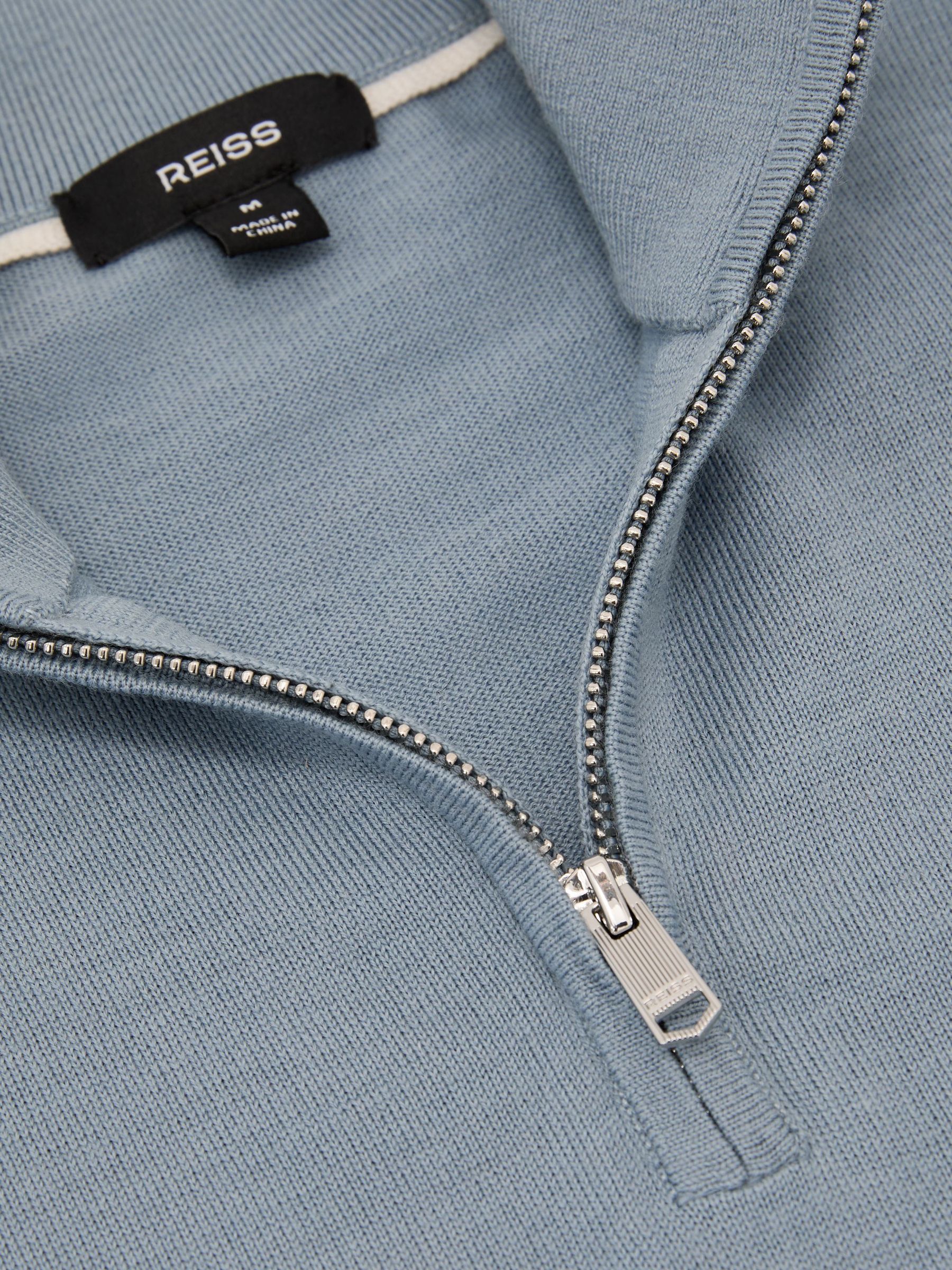 Merino Wool Half-Zip Funnel-Neck Jumper in Armour Blue - Image 6 of 6