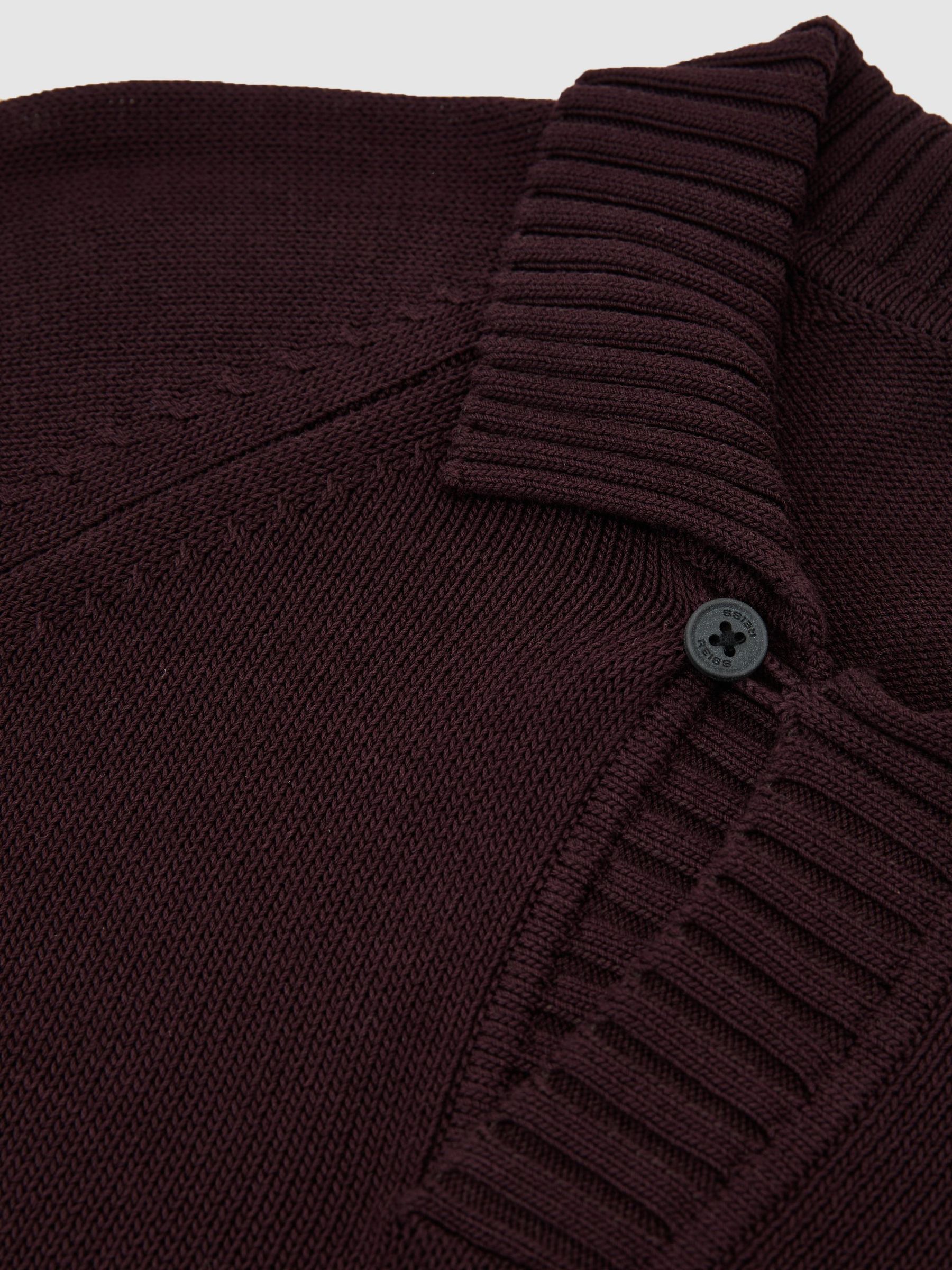 Cotton Open-Collar Polo Jumper in Bordeaux - Image 6 of 6