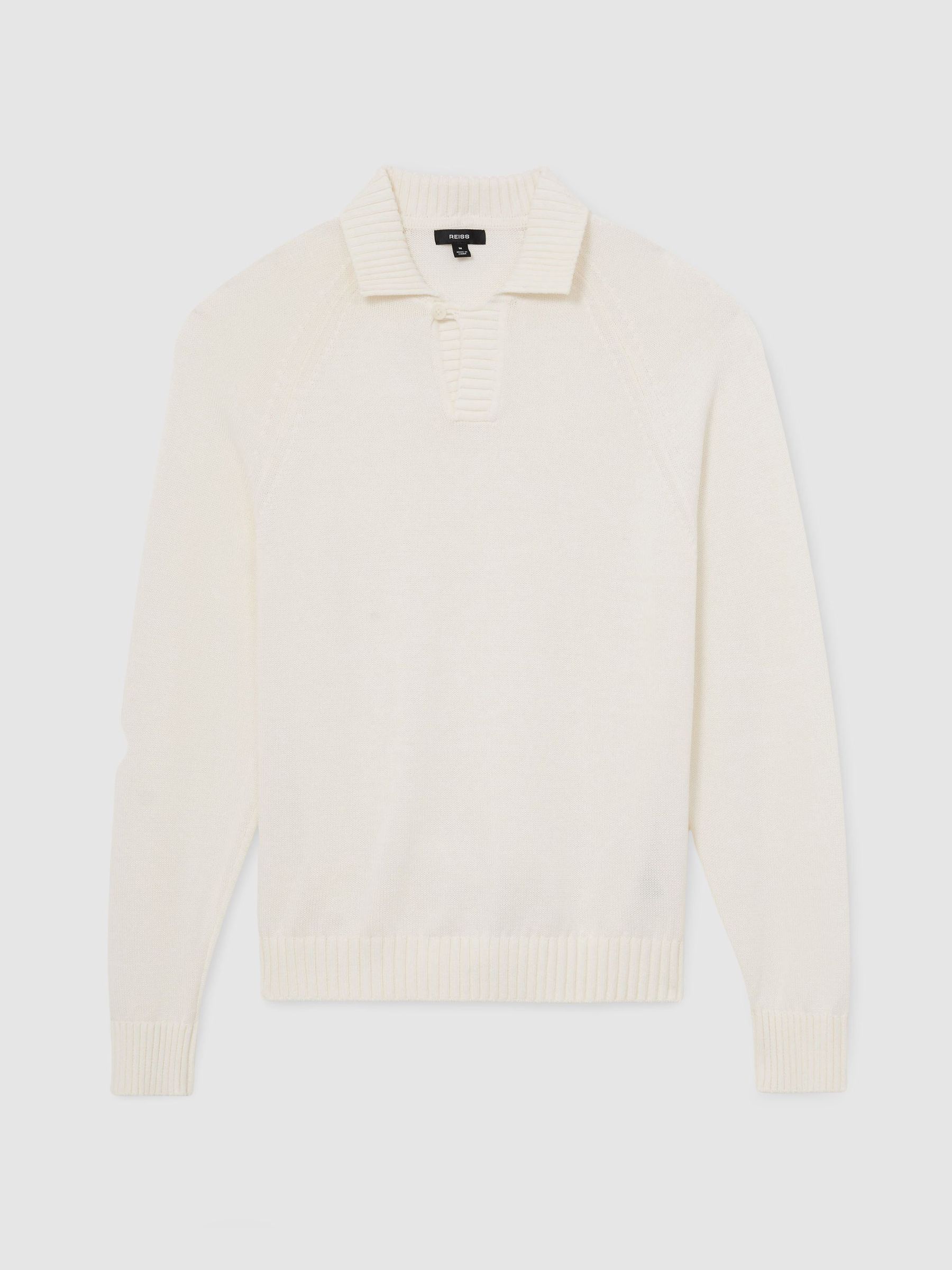 Cotton Open-Collar Polo Jumper in White - Image 2 of 7