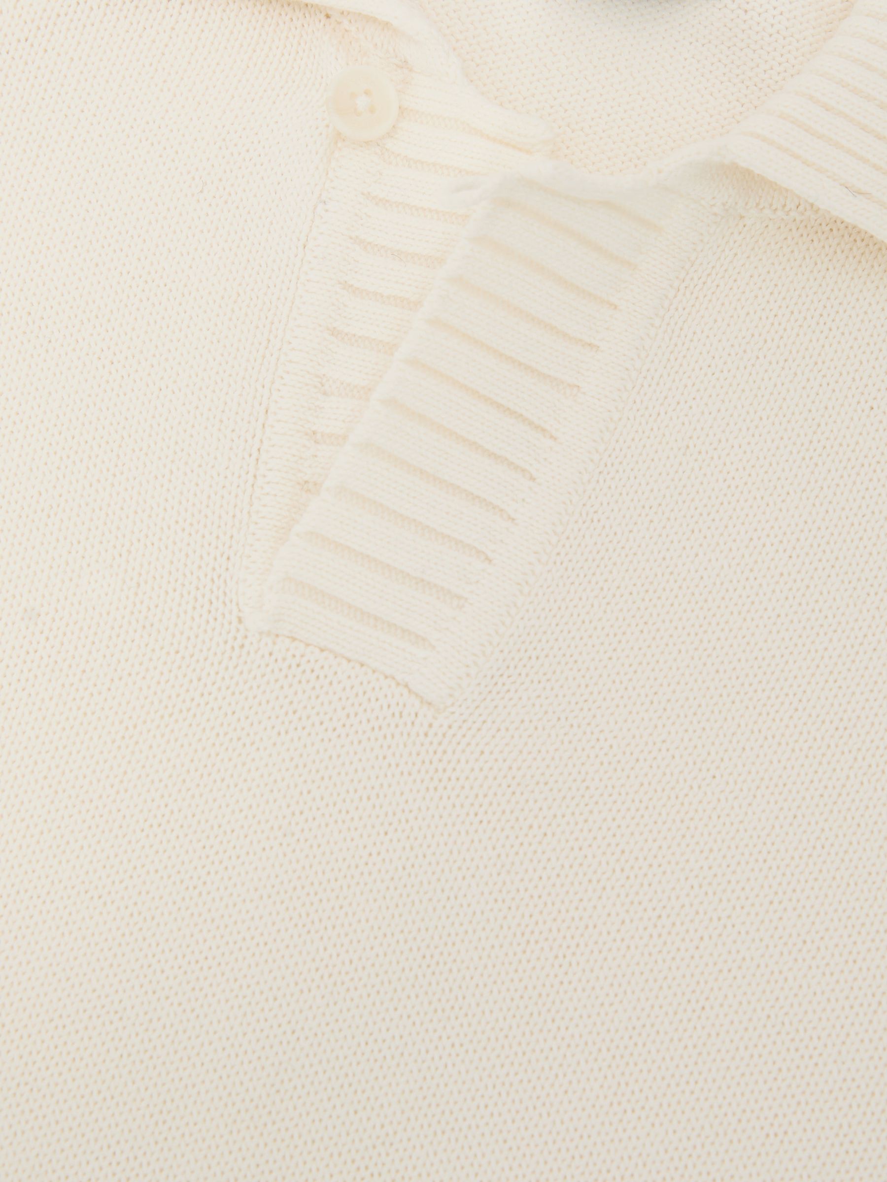 Cotton Open-Collar Polo Jumper in White - Image 7 of 7