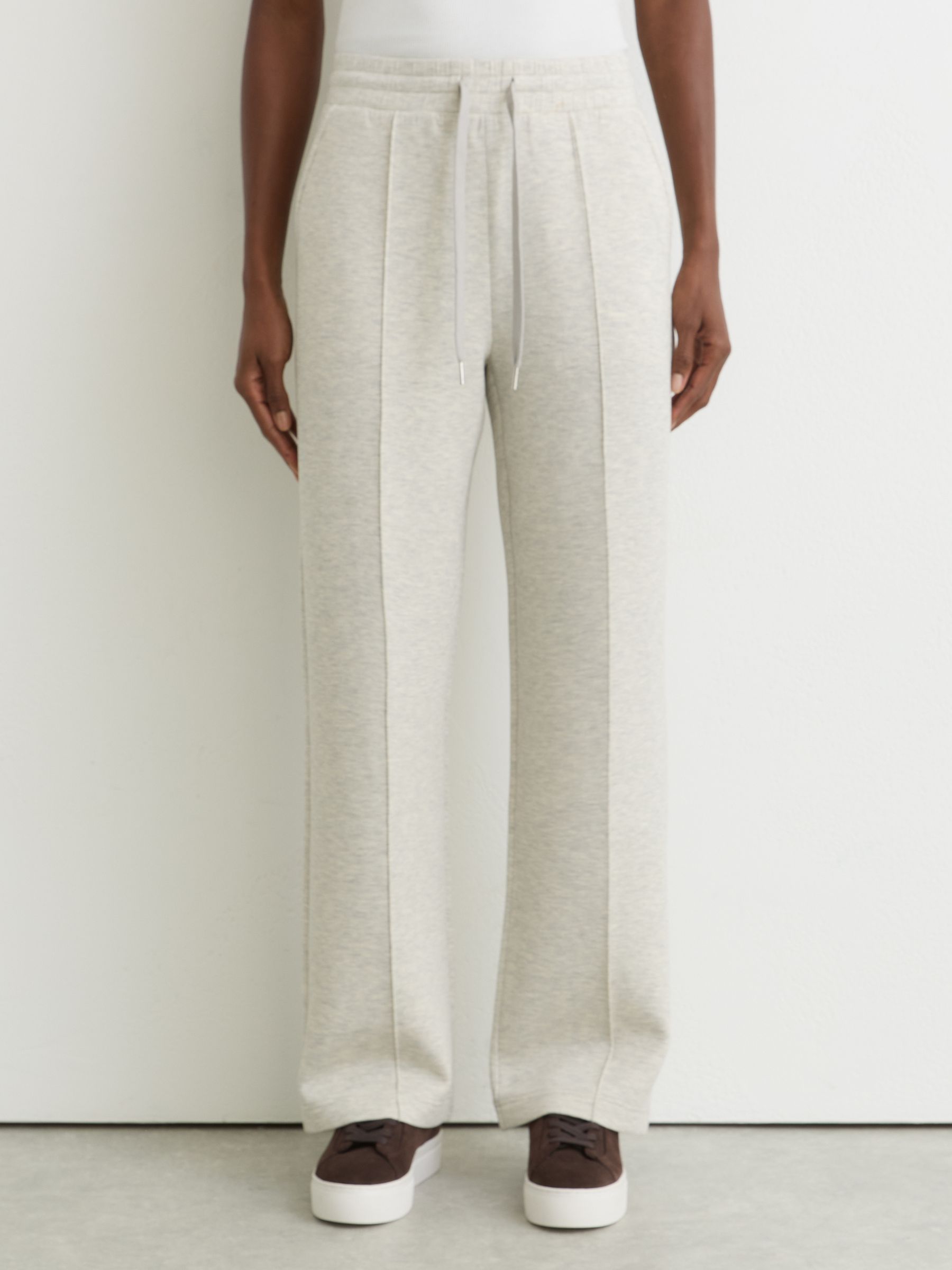 Premium Interlock Wide-Leg Joggers in Grey Marl - Image 3 of 6
