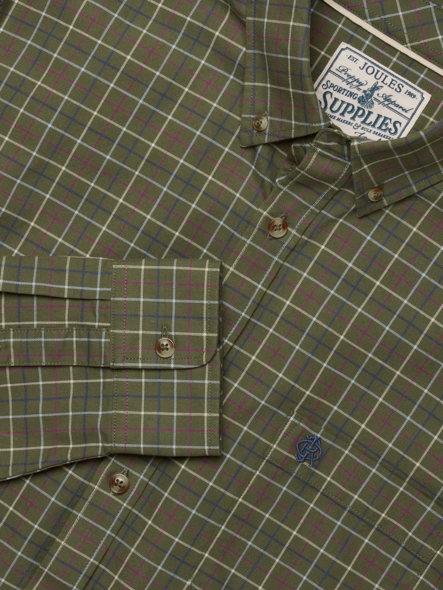 Khaki Green Checked Classic Fit Cotton Oxford Shirt - Image 2 of 11 Khaki Green Checked Classic Fit Cotton Oxford Shirt - Image 2 of 11