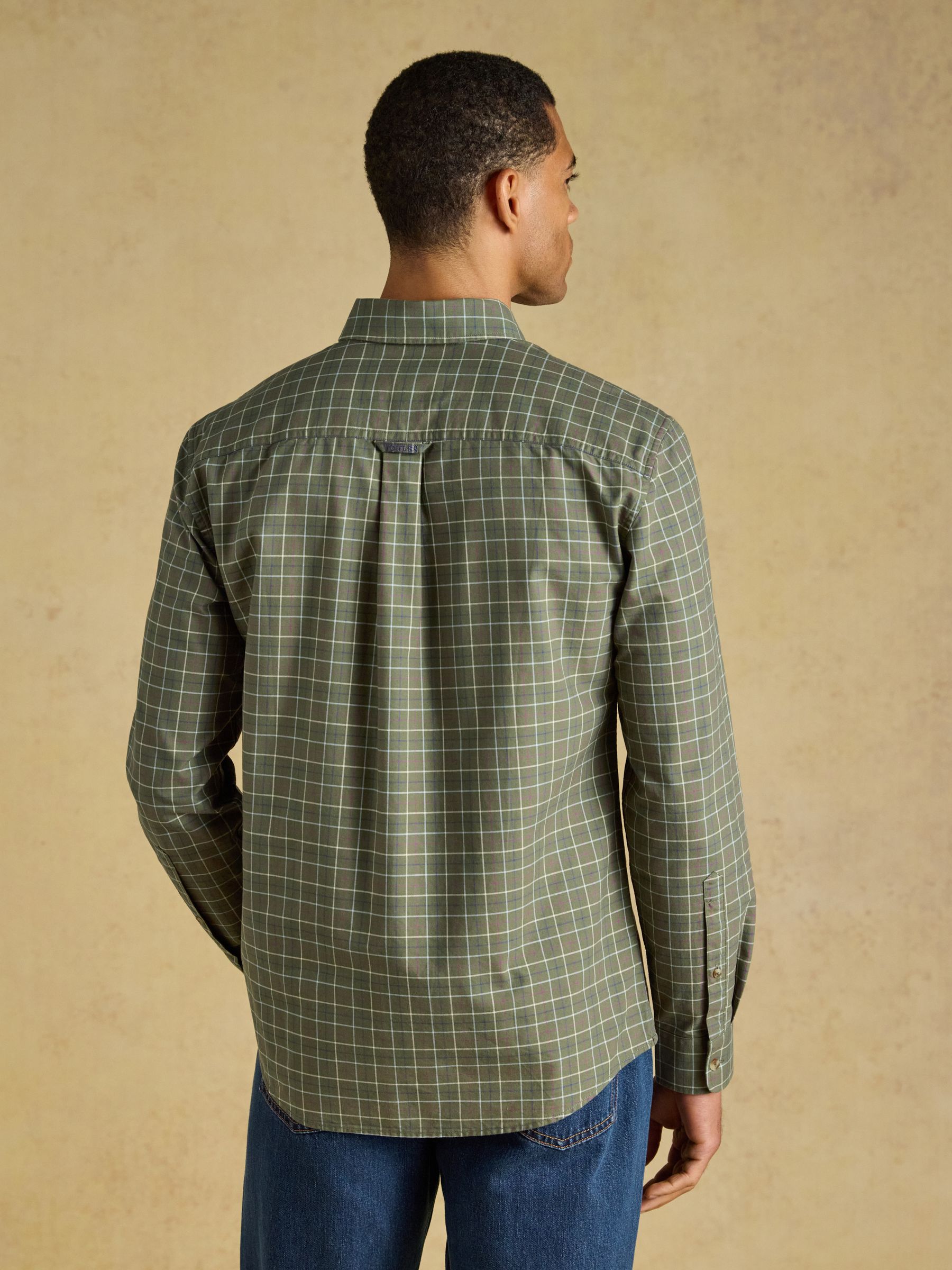 Khaki Green Checked Classic Fit Cotton Oxford Shirt - Image 3 of 11
