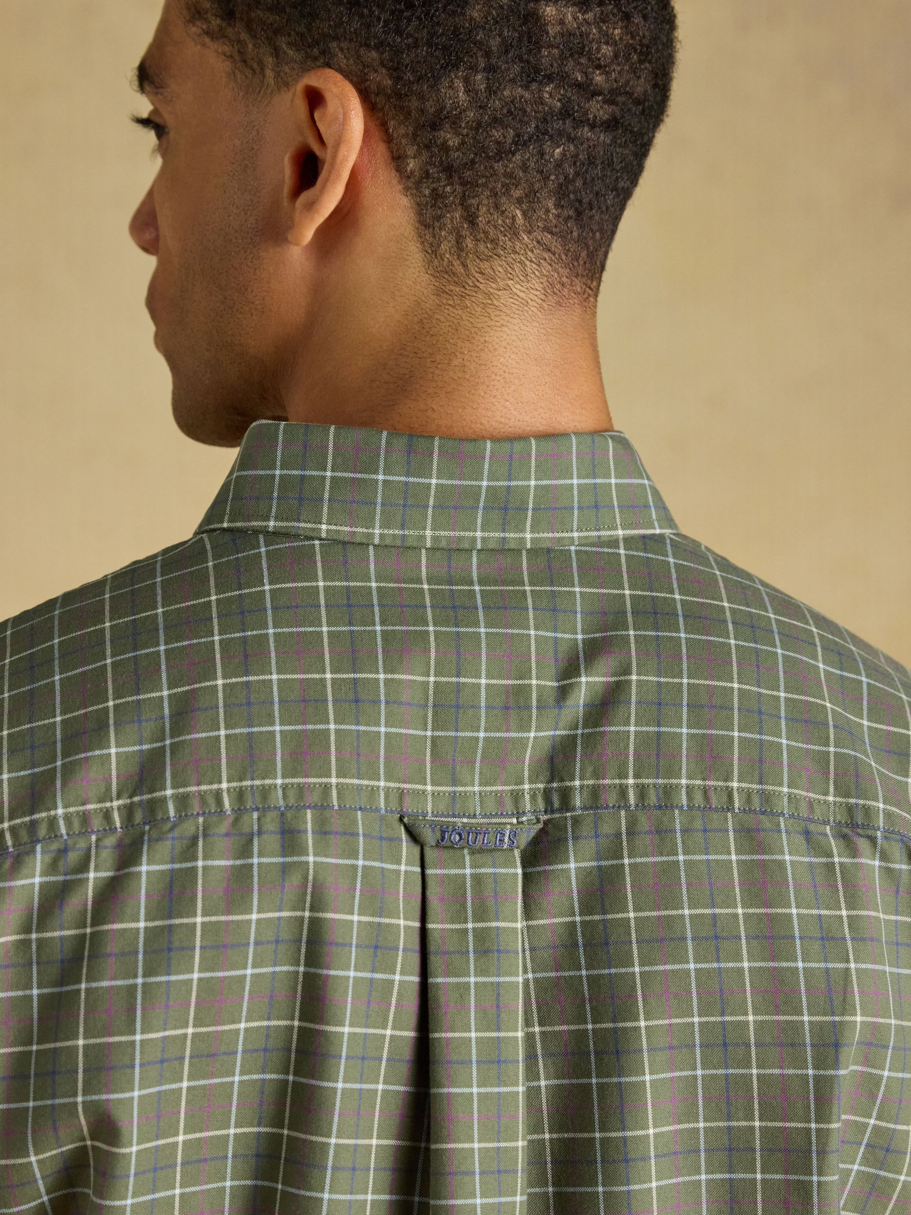 Khaki Green Checked Classic Fit Cotton Oxford Shirt - Image 9 of 11
