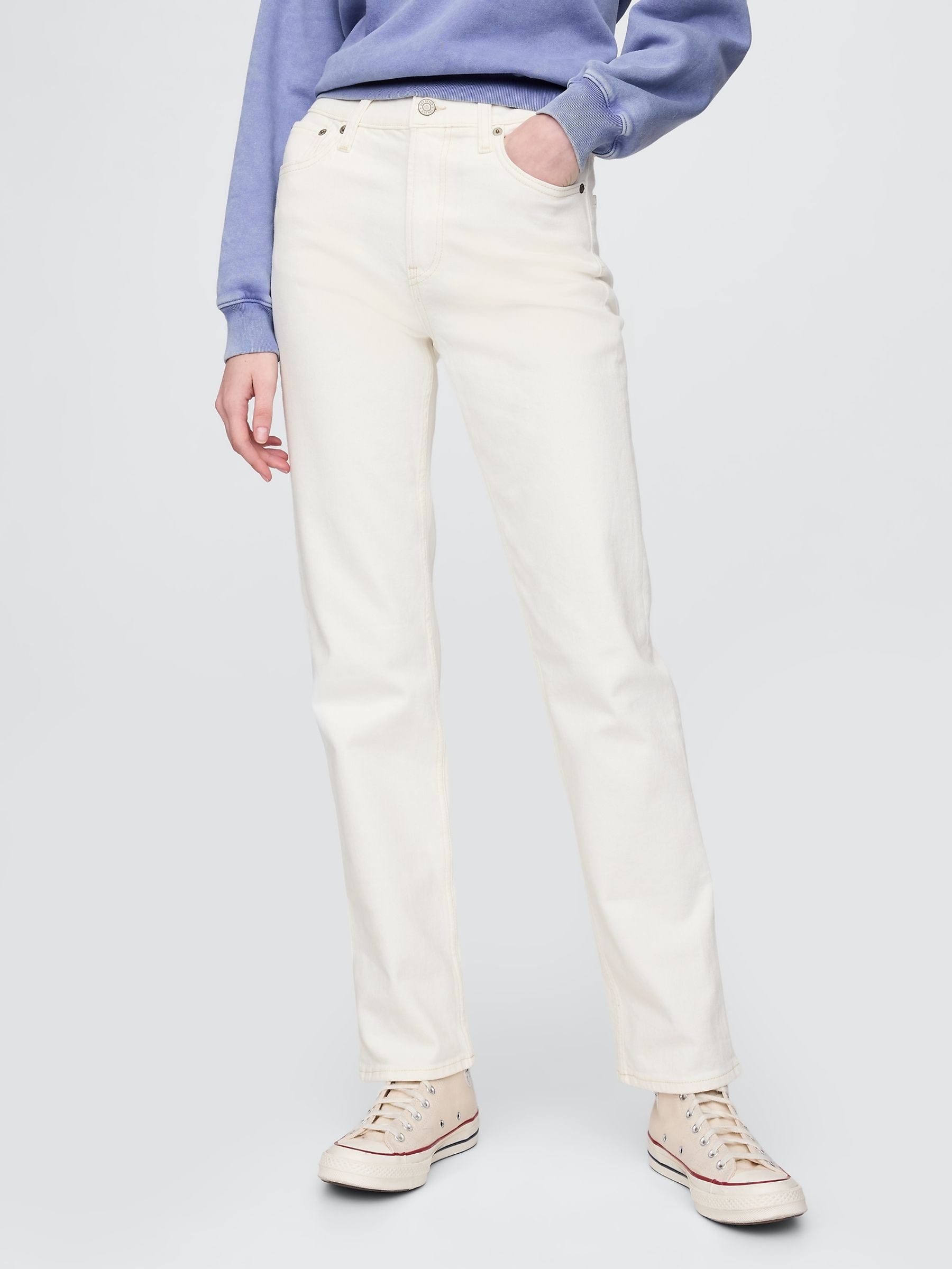 White High Waisted '90s Slim Straight Jeans - Image 1 of 6