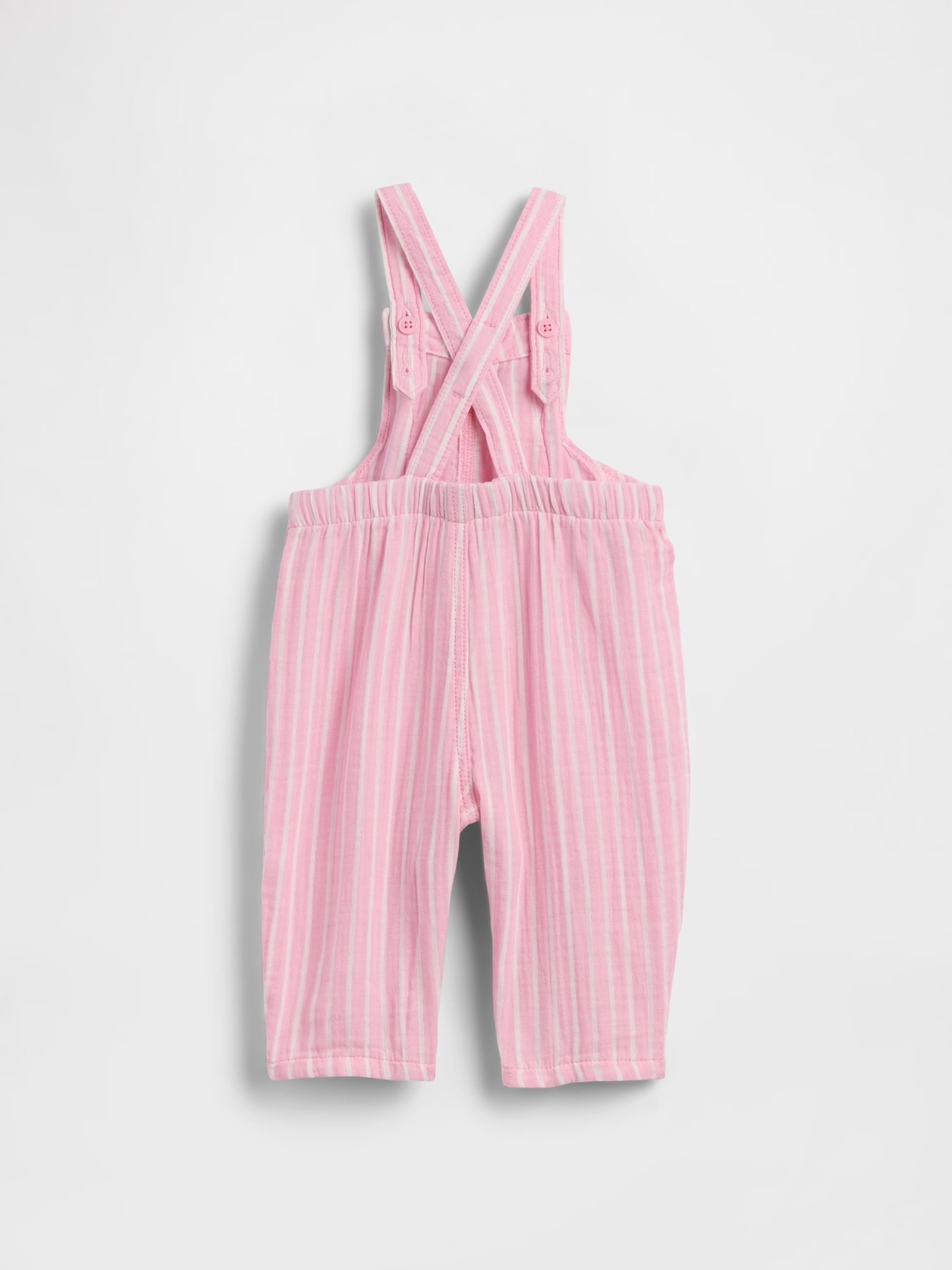 Pink stripe Cotton-Gauze Brannan Bear Overalls - Image 2 of 2