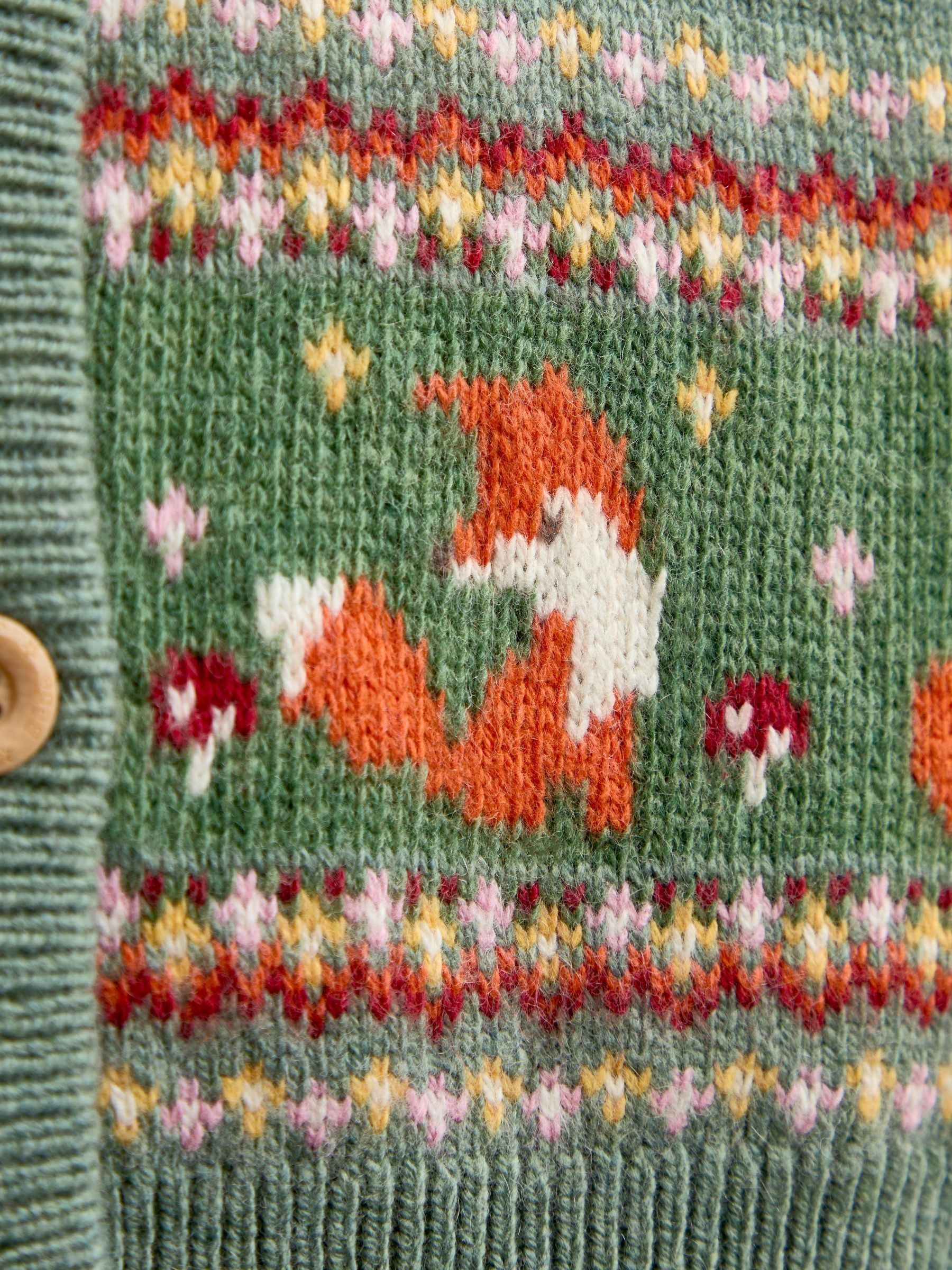 Sage Green Fox Fairisle Cardigan - Image 3 of 4