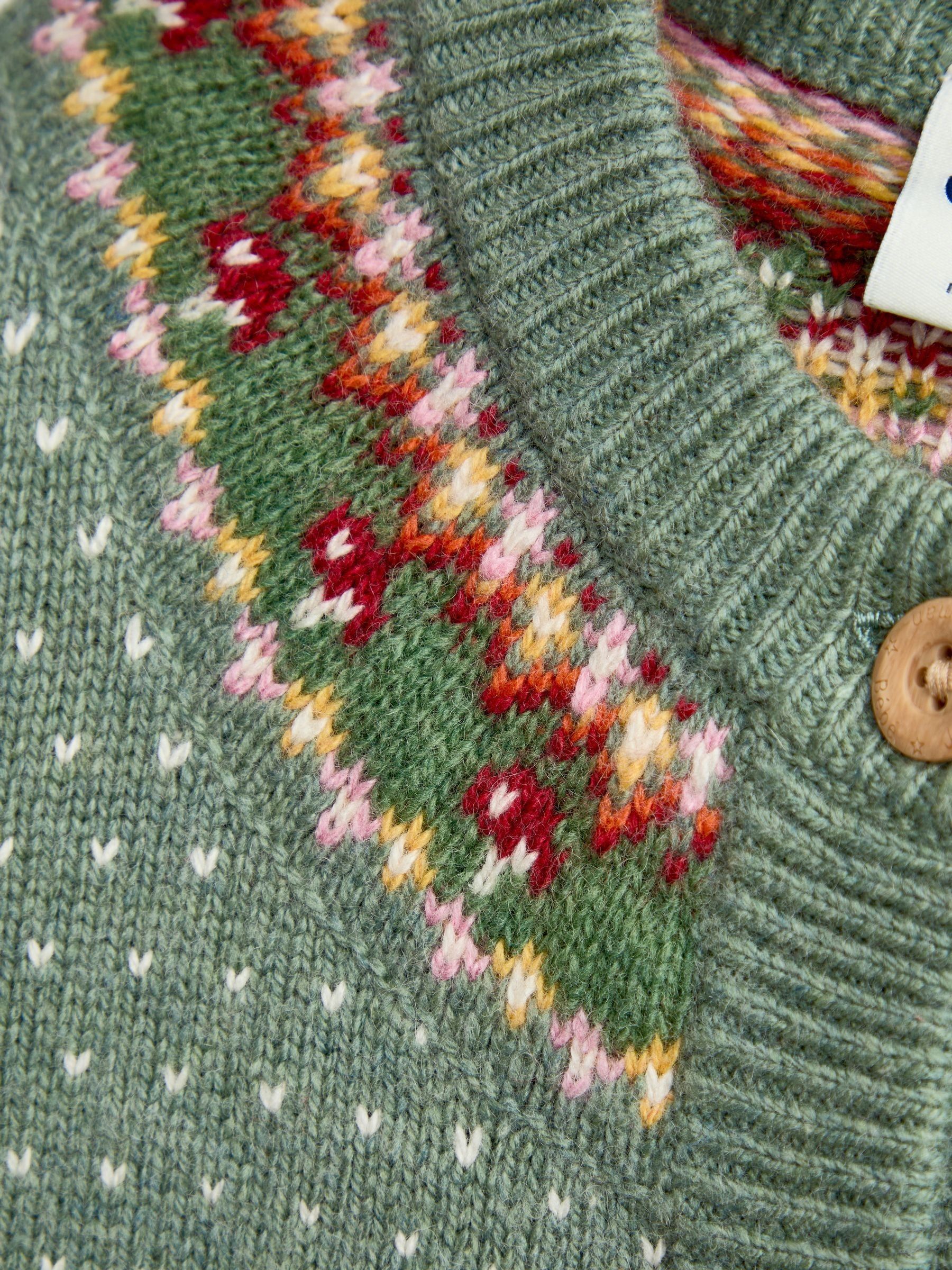 Sage Green Fox Fairisle Cardigan - Image 4 of 4 Sage Green Fox Fairisle Cardigan - Image 4 of 4