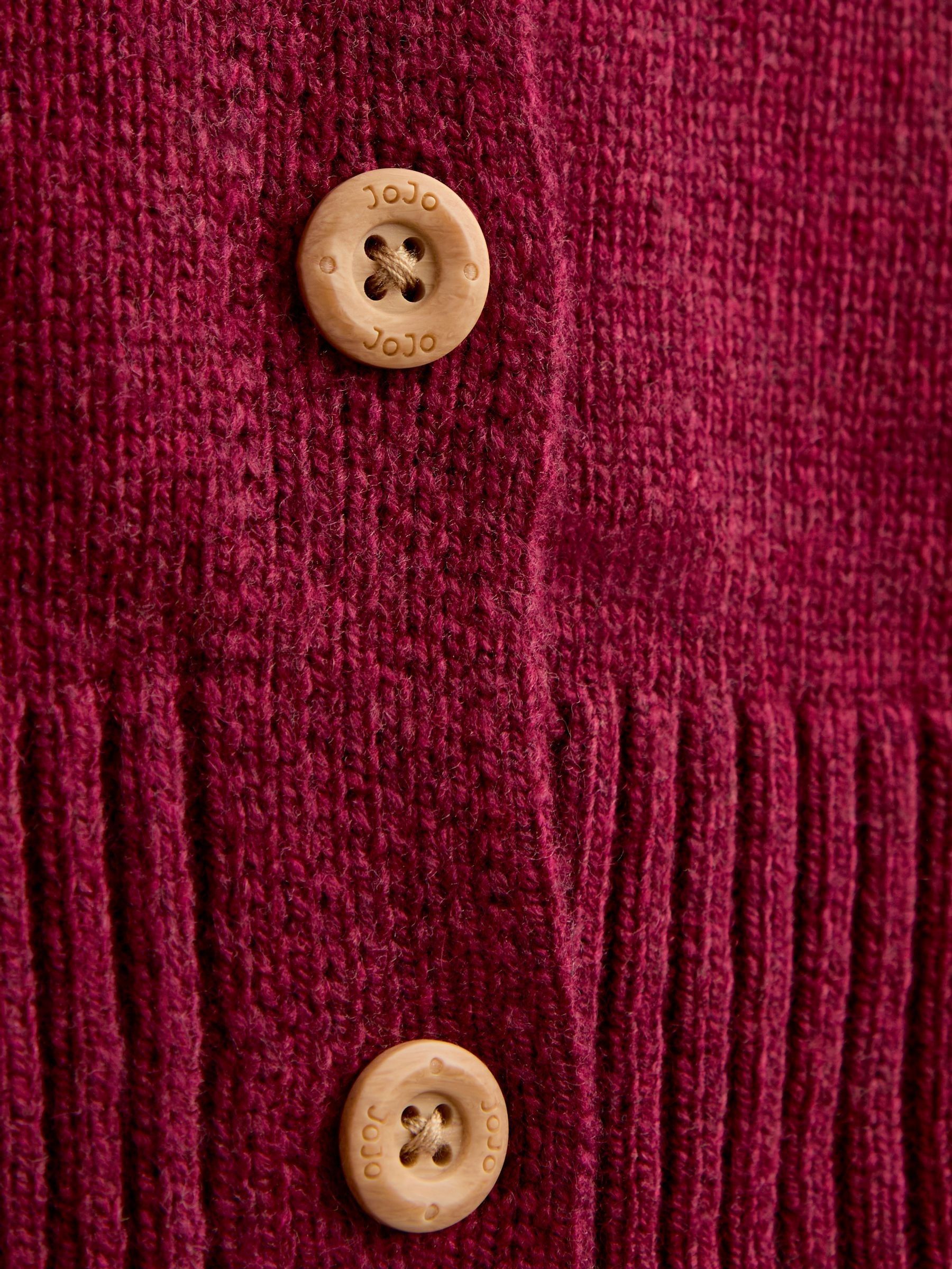 Burgundy Floral Frill Collar Cardigan - Image 4 of 4 Burgundy Floral Frill Collar Cardigan - Image 4 of 4