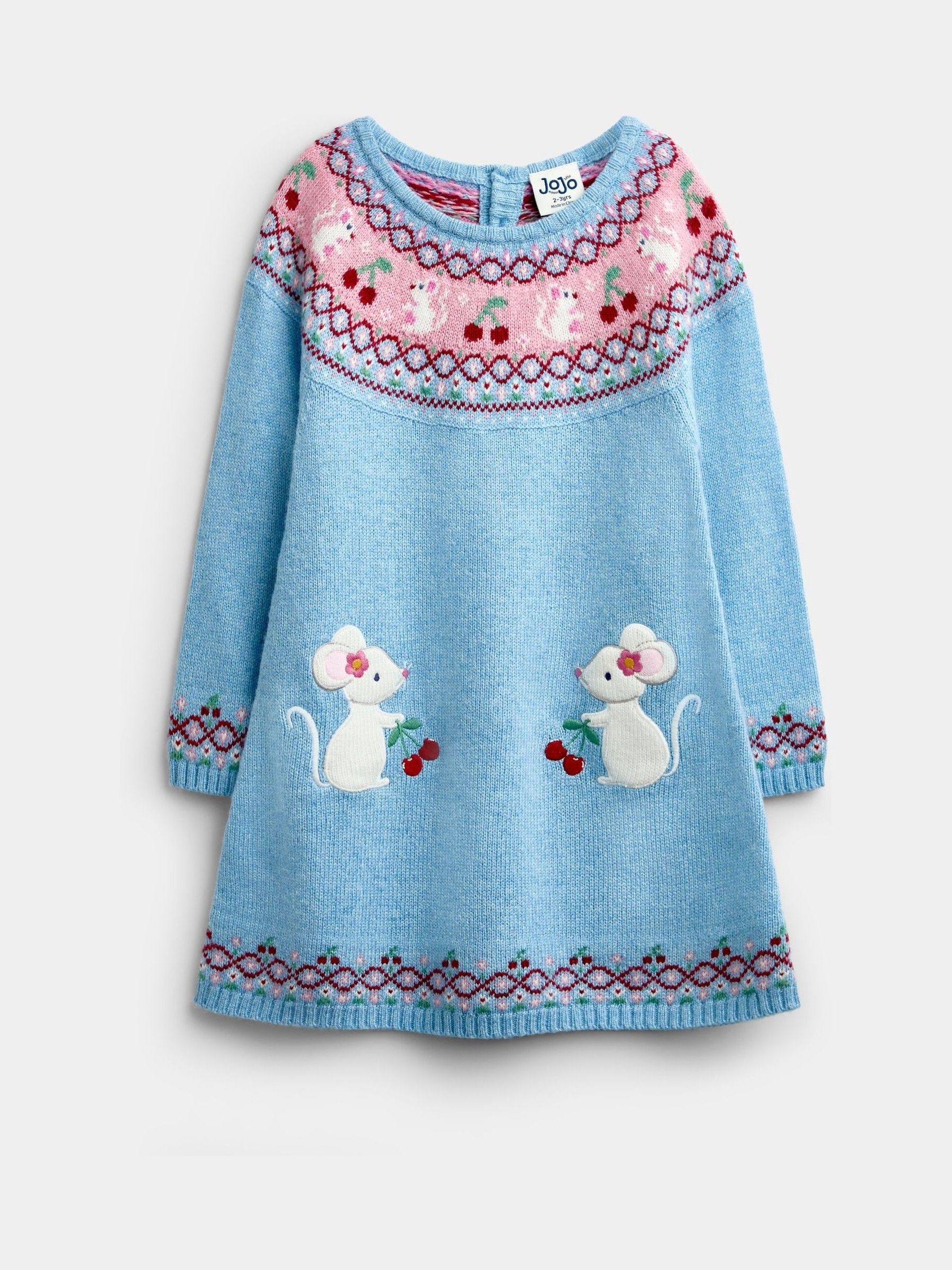 Light Blue Mouse Fairisle Knitted Dress - Image 1 of 4
