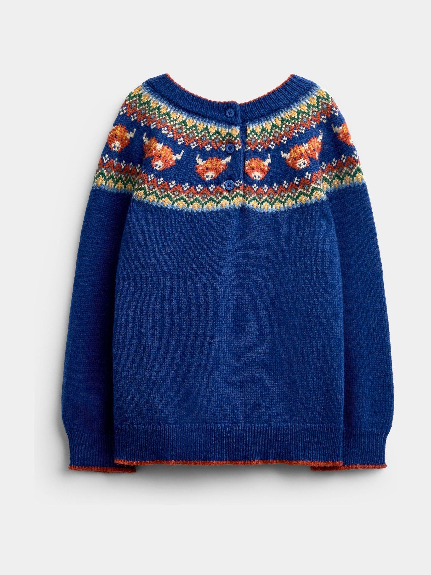 Blue Highland Cow Fairisle Knitted Jumper - Image 2 of 4