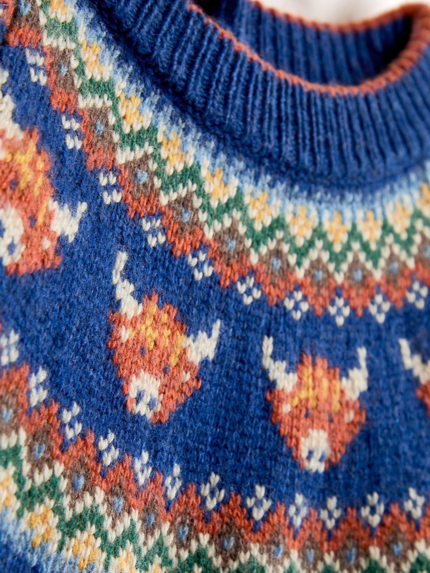 Blue Highland Cow Fairisle Knitted Jumper - Image 3 of 4
