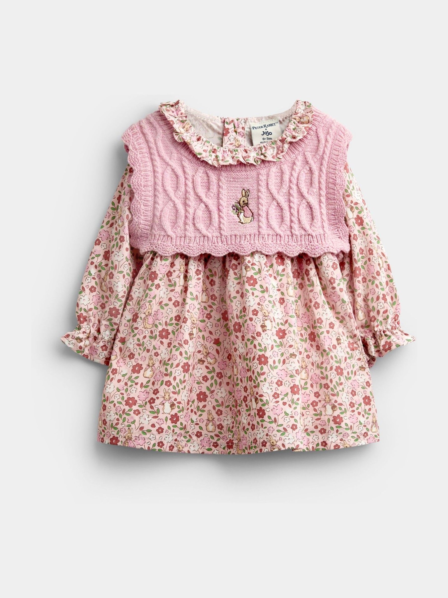 Pink Floral Peter Rabbit Flopsy Knit Dress - Image 1 of 7