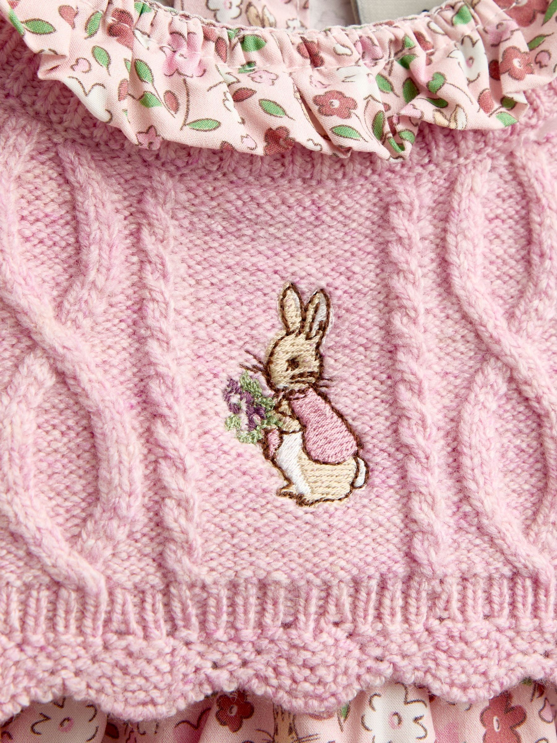 Pink Floral Peter Rabbit Flopsy Knit Dress - Image 6 of 7