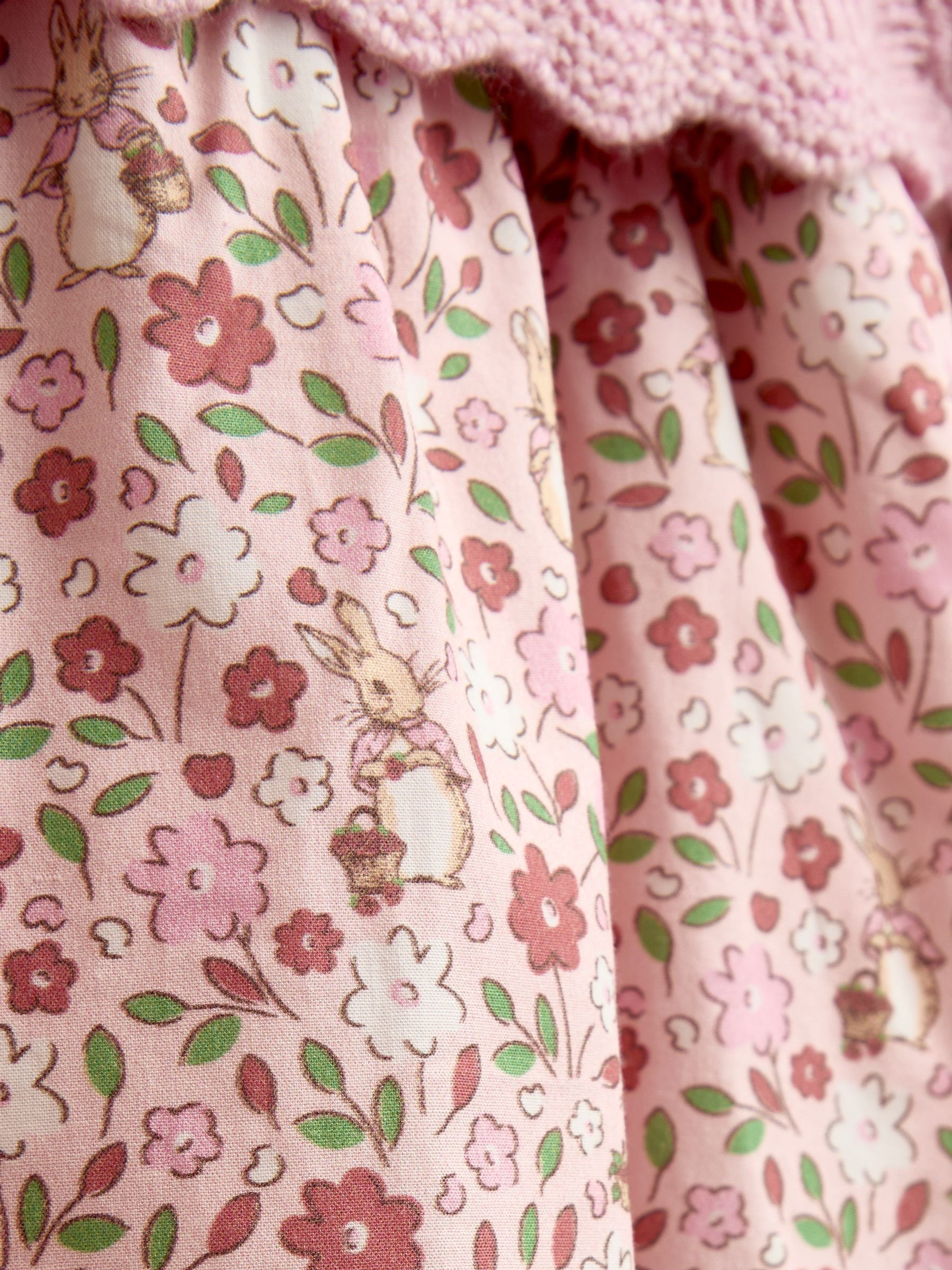 Pink Floral Peter Rabbit Flopsy Knit Dress - Image 7 of 7