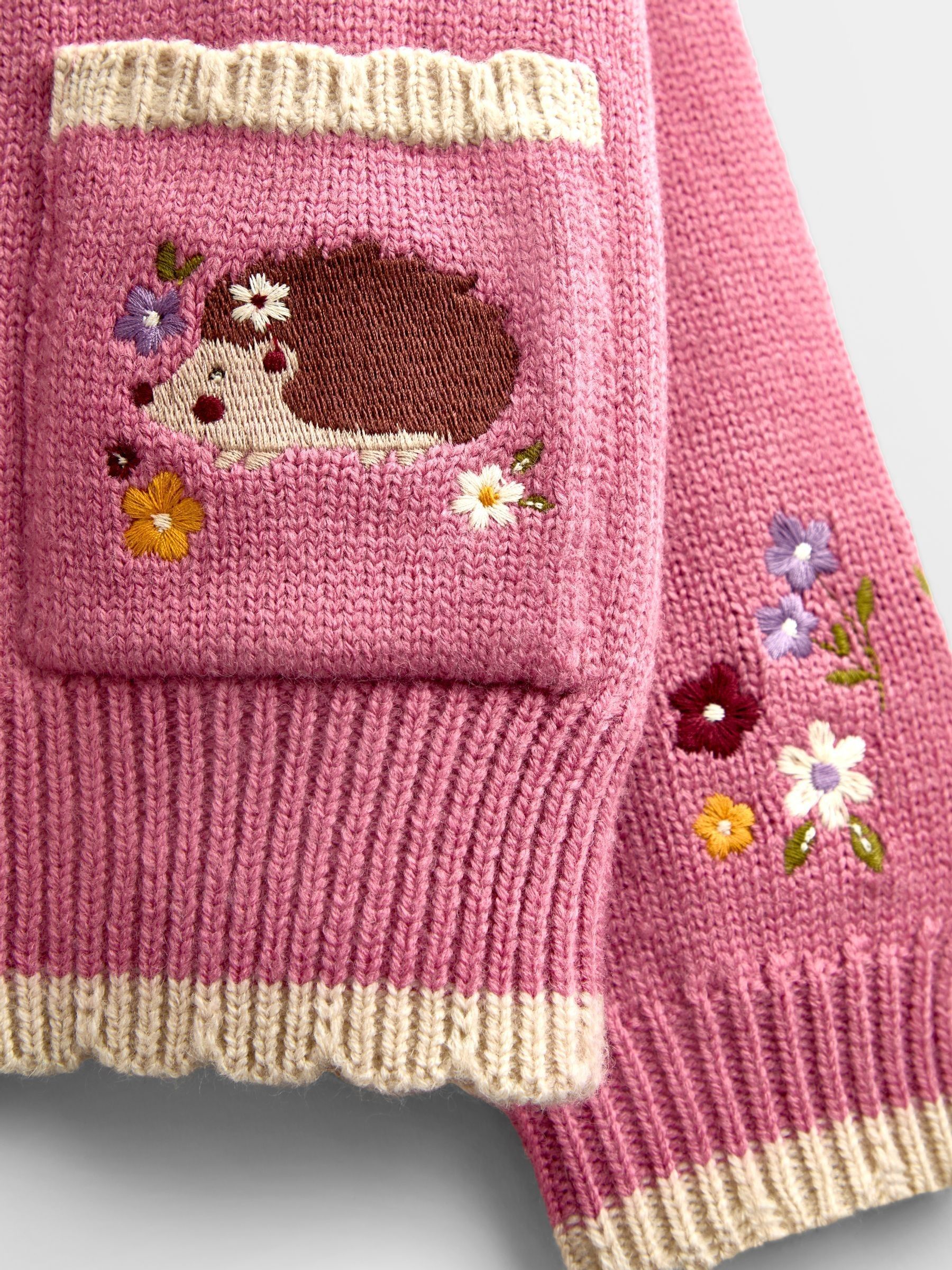 Rust Orange Hedgehog Appliqué Knit Cardigan - Image 3 of 4
