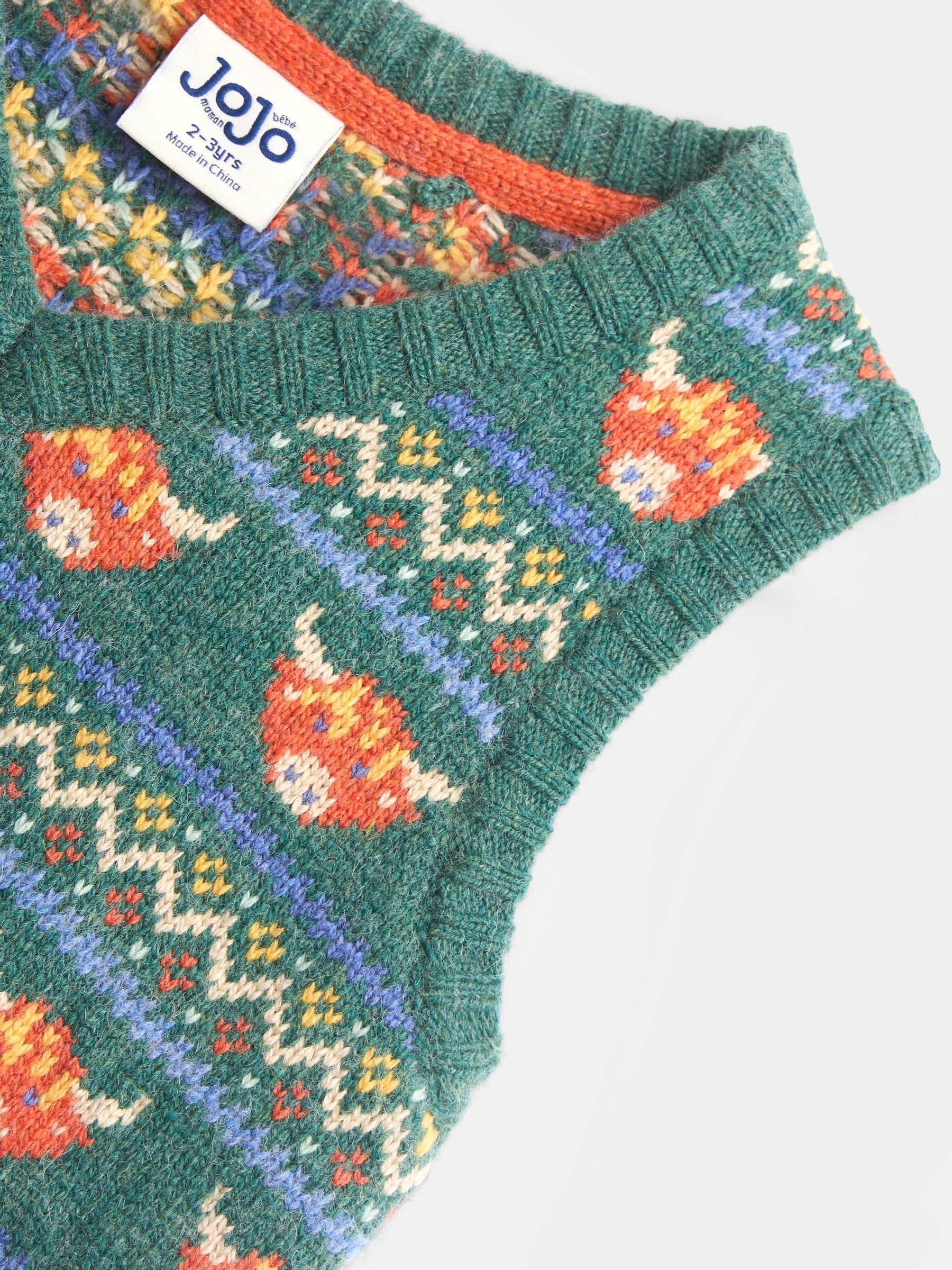 Khaki Green Highland Cow Fairisle Knitted Tank Top - Image 3 of 4