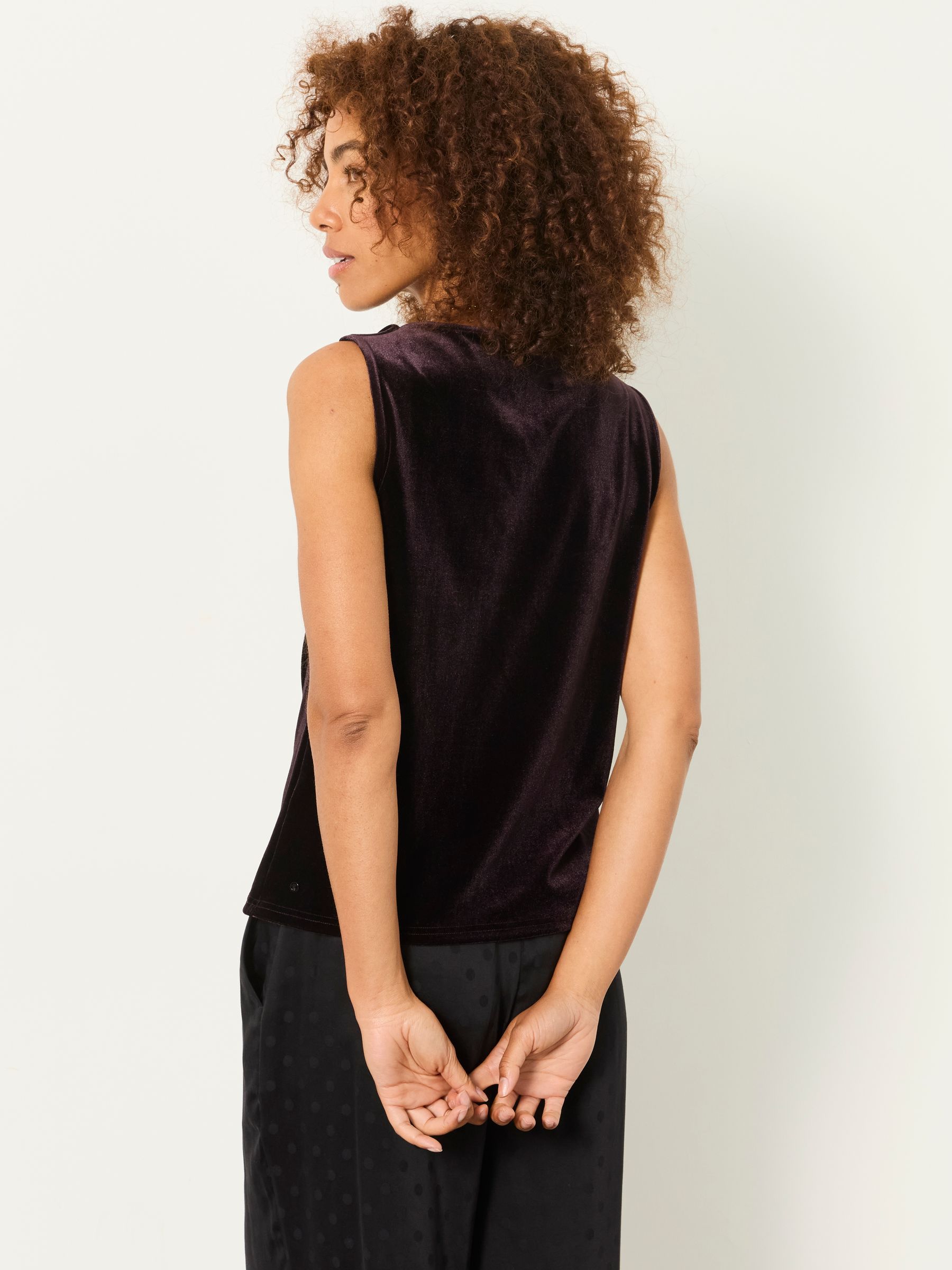 Lola Purple Sleeveless Velvet Cowl Neck Top - Image 2 of 5