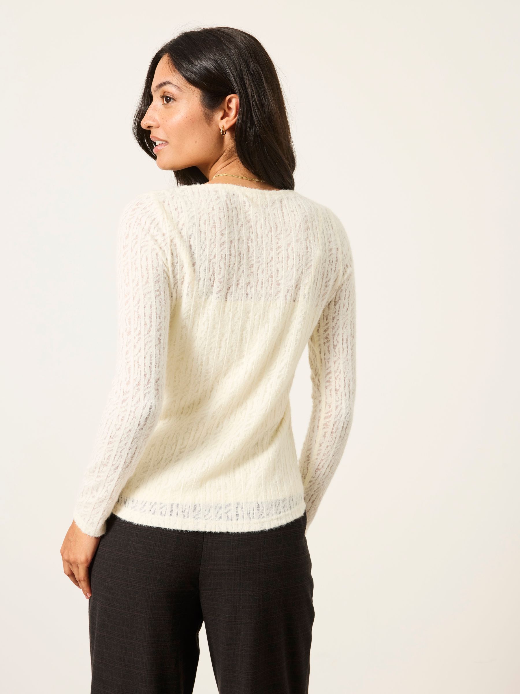 Bethan 2 in 1 Ivory Lace Button Up Top with Jersey Cami - Image 2 of 7