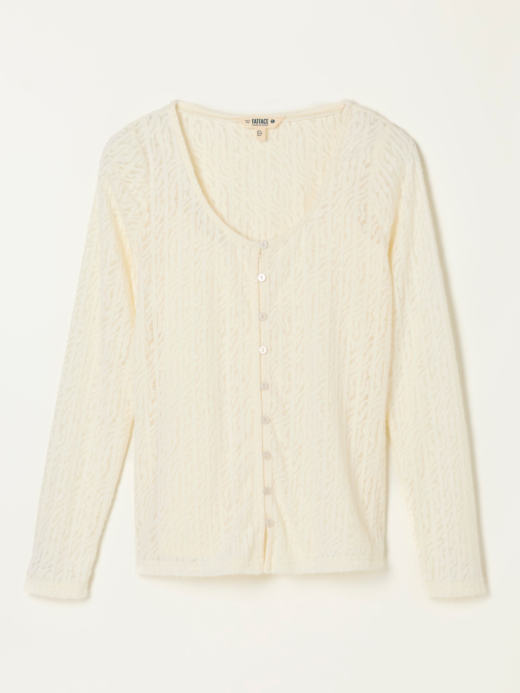 Bethan 2 in 1 Ivory Lace Button Up Top with Jersey Cami - Image 6 of 7
