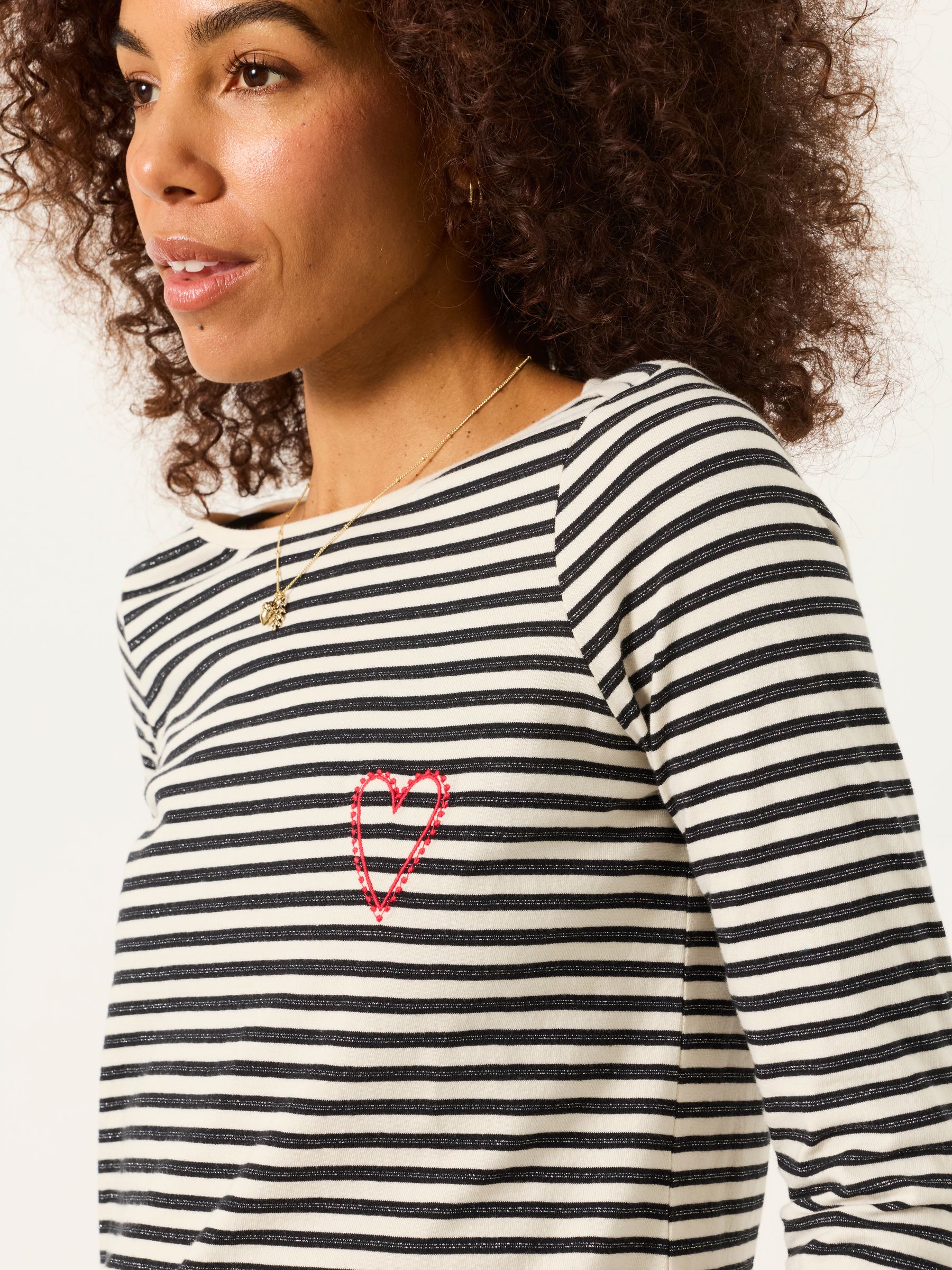Breton Ivory Metallic Long Sleeve Stripe T-Shirt - Image 3 of 6
