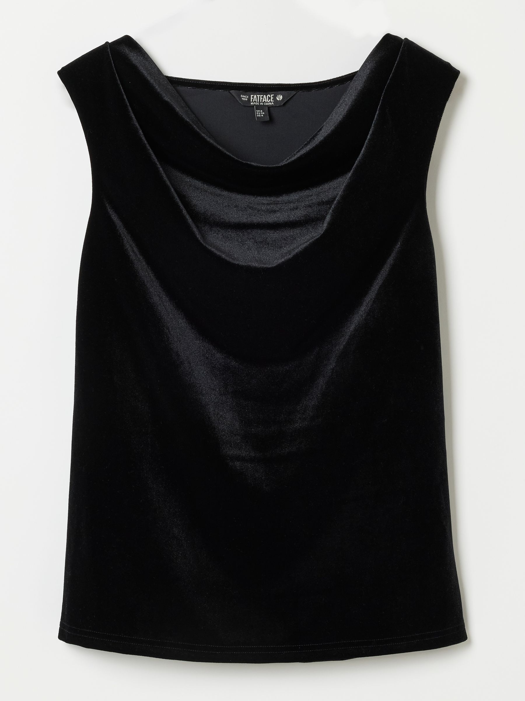 Lola Black Sleeveless Velvet Cowl Neck Top - Image 6 of 6