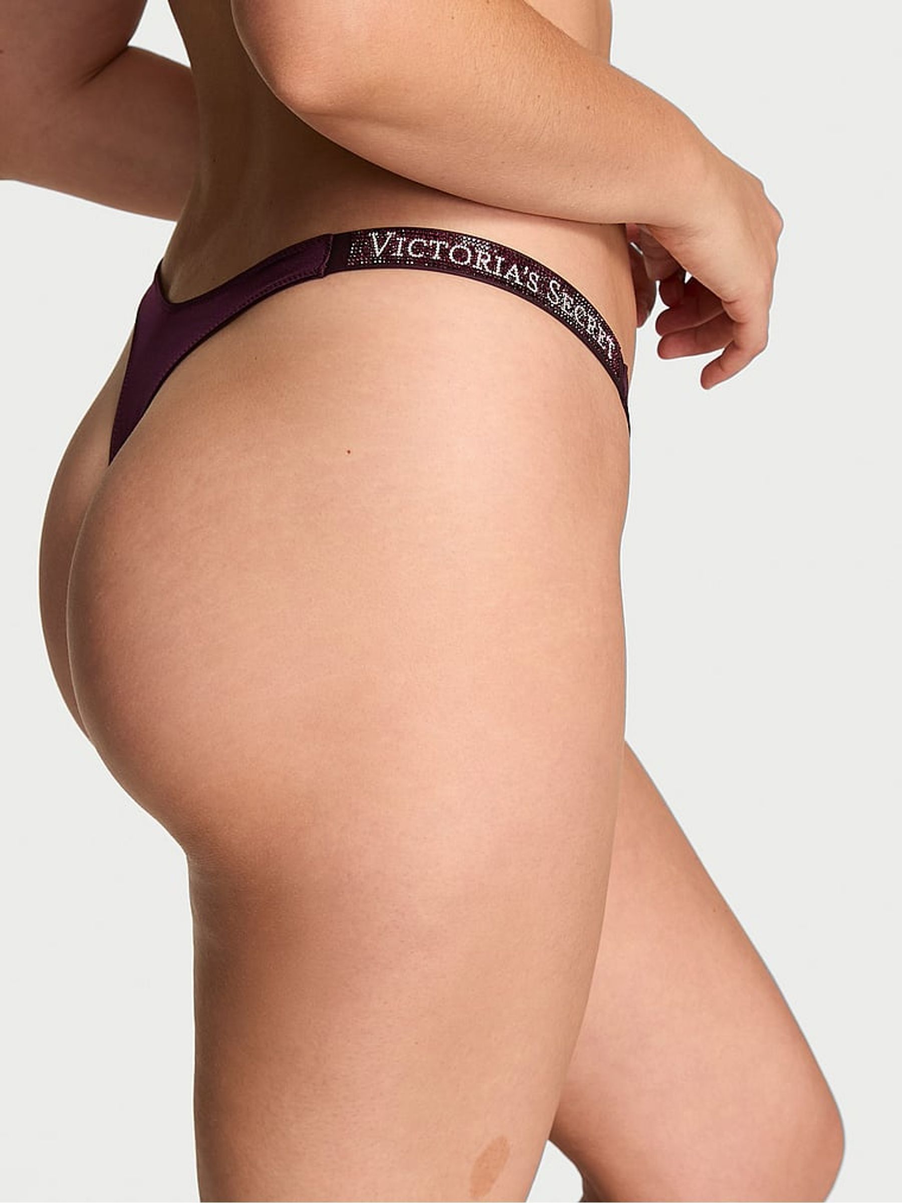 Winter Wine Red Thong Shine Strap Knickers - Image 2 of 2
