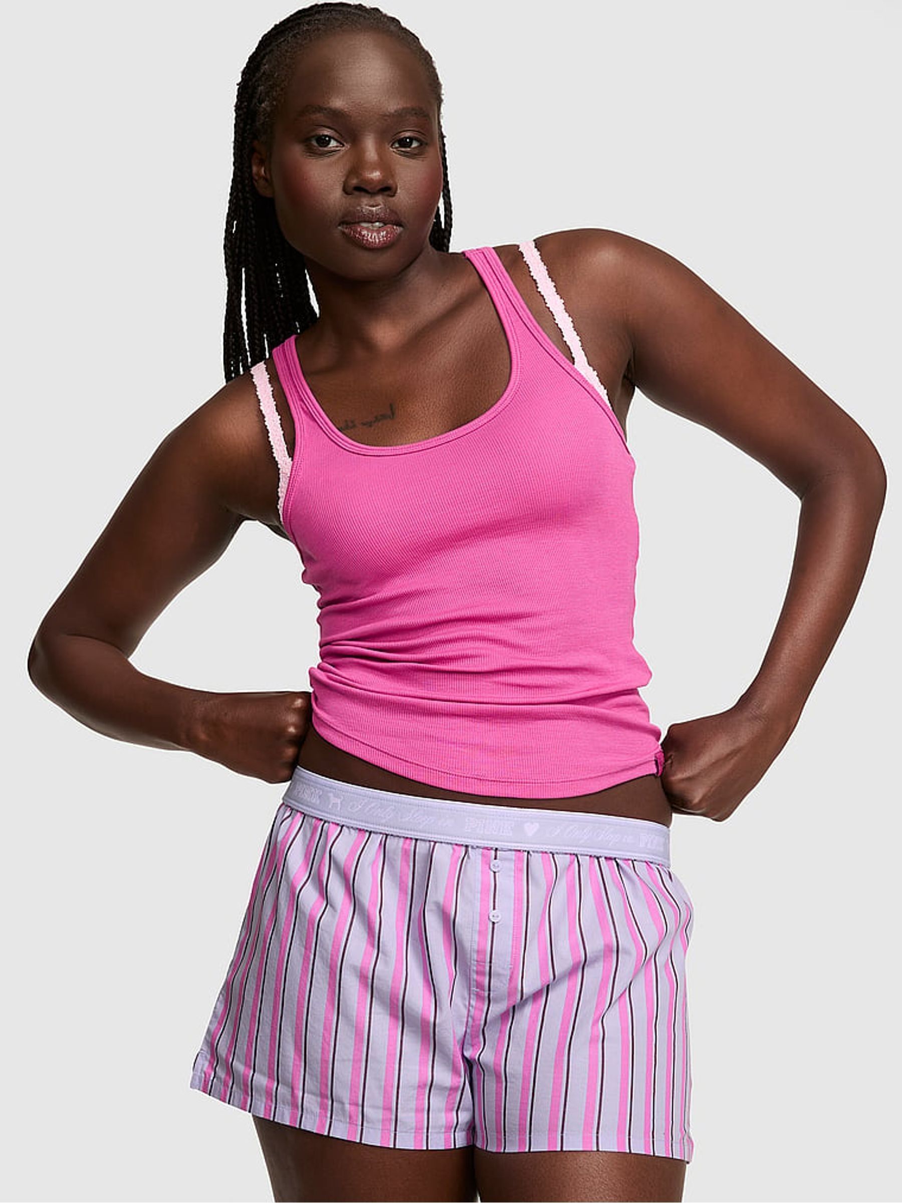 Lavender Purple Stripe Pyjamas Short Bottoms - Image 1 of 2