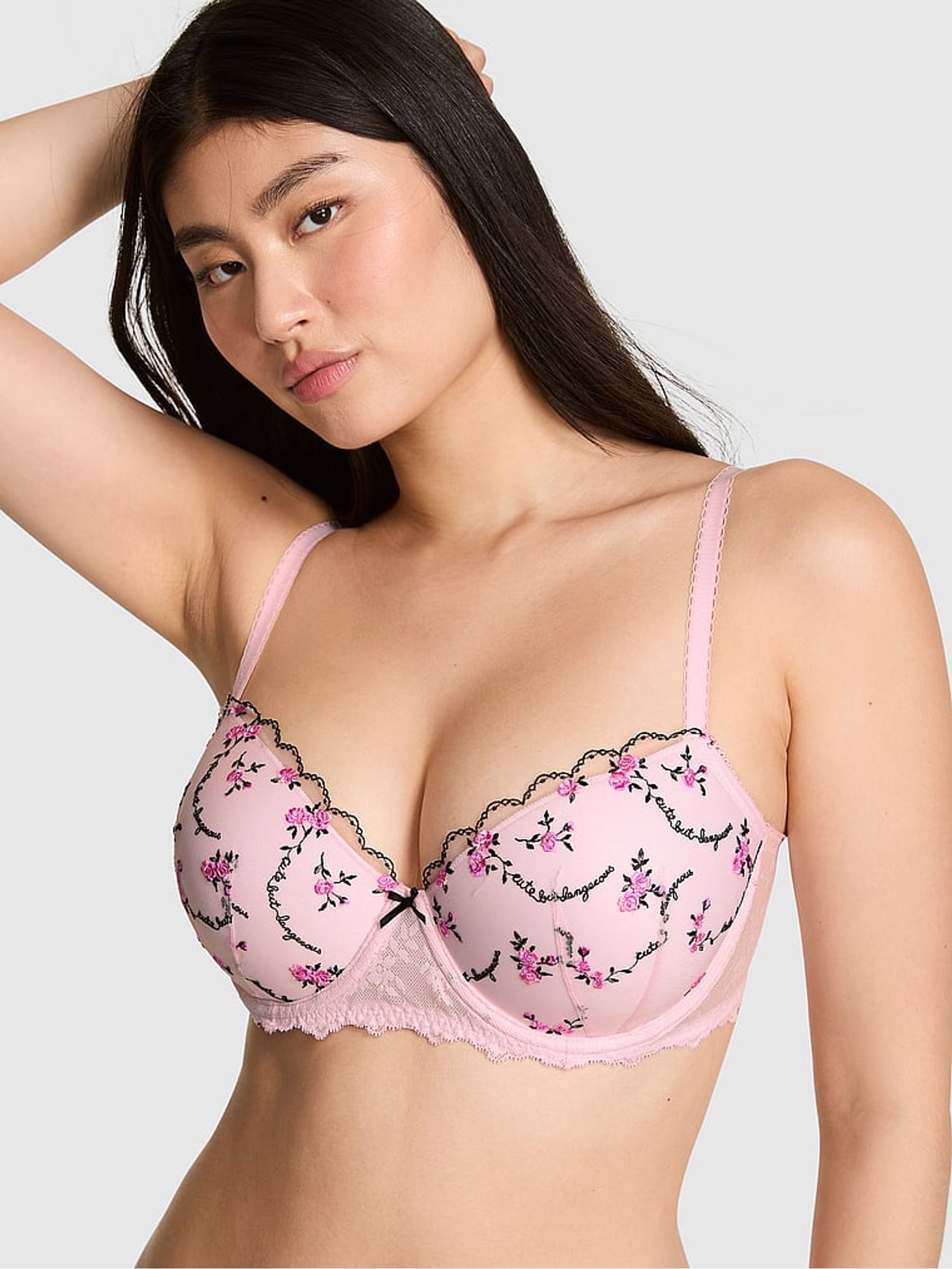 Pink Tulip Lightly Lined Cute But Dangerous Embroidery Bra - Image 1 of 2 Pink Tulip Lightly Lined Cute But Dangerous Embroidery Bra - Image 1 of 2