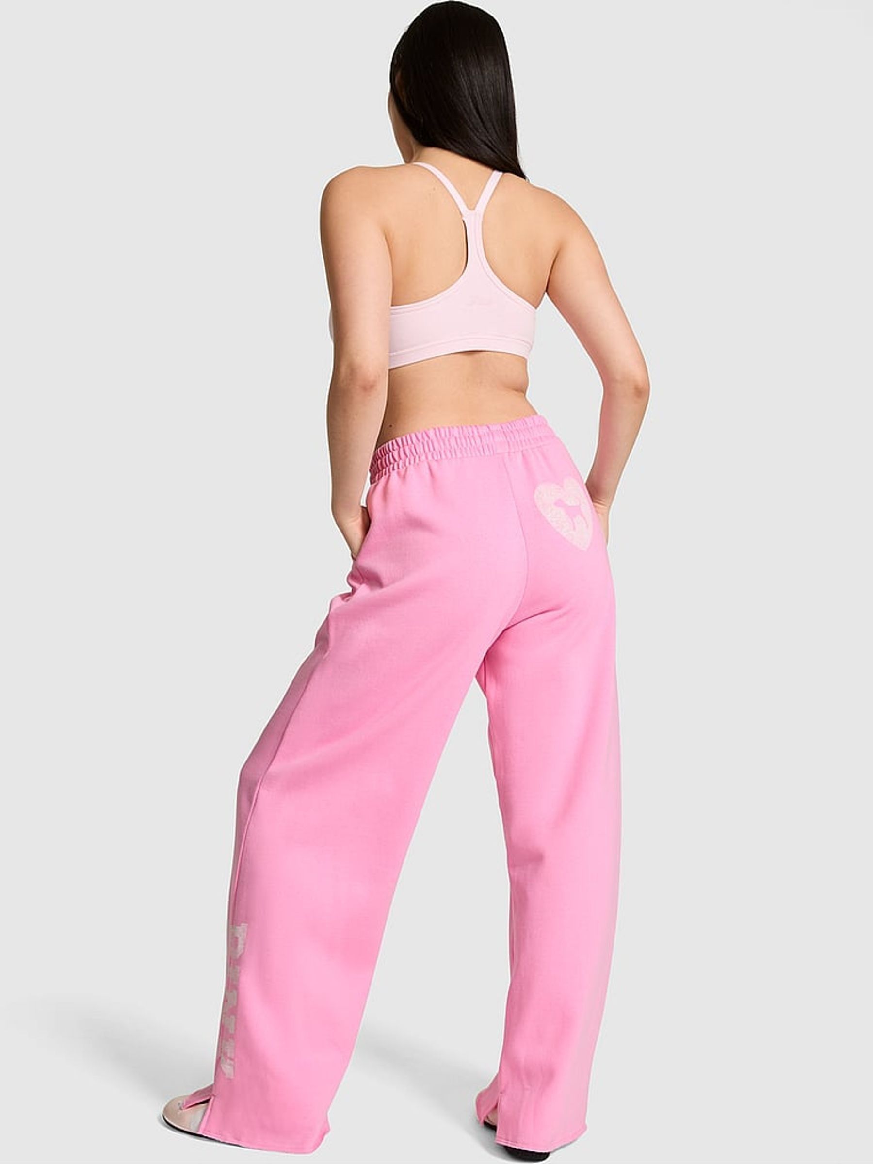 Pink Lollipop Wide Leg Fleece Joggers - Image 2 of 3 Pink Lollipop Wide Leg Fleece Joggers - Image 2 of 3