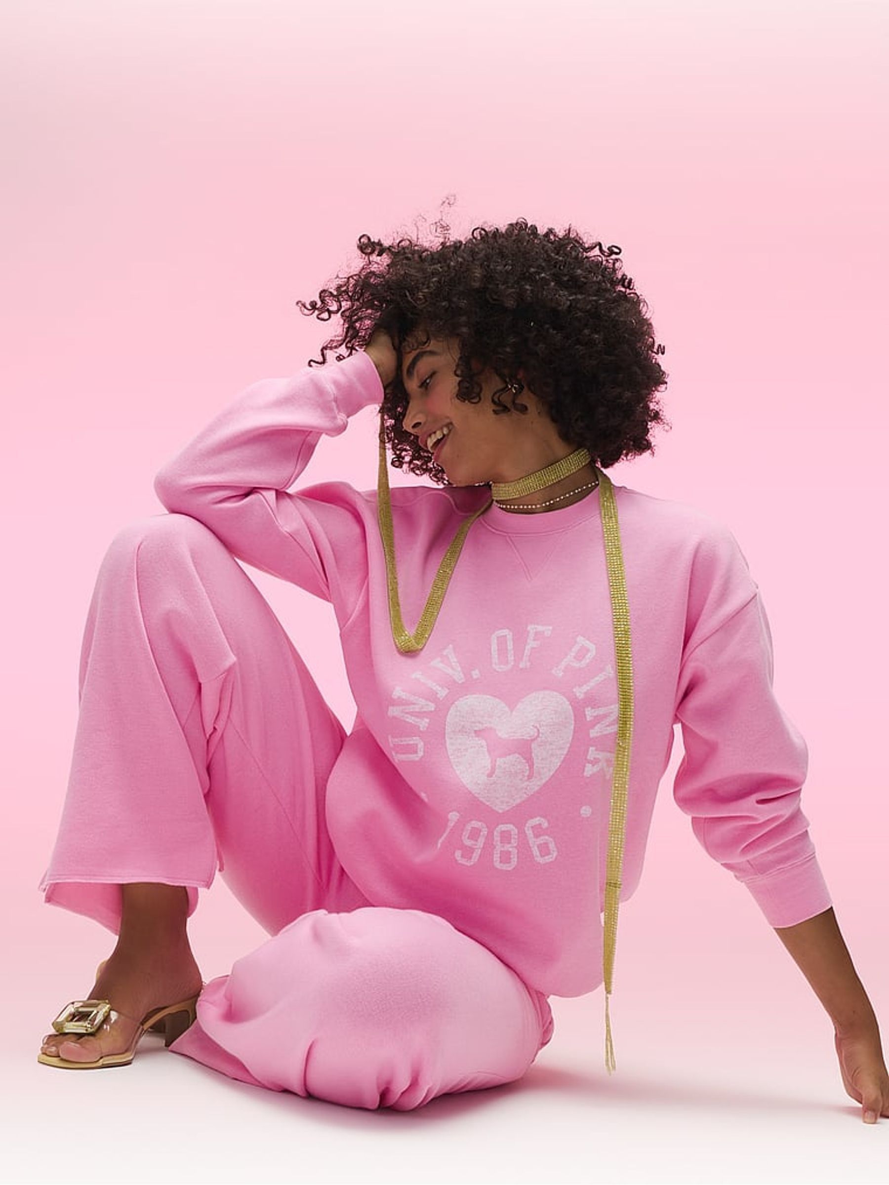 Pink Lollipop Wide Leg Fleece Joggers - Image 3 of 3 Pink Lollipop Wide Leg Fleece Joggers - Image 3 of 3