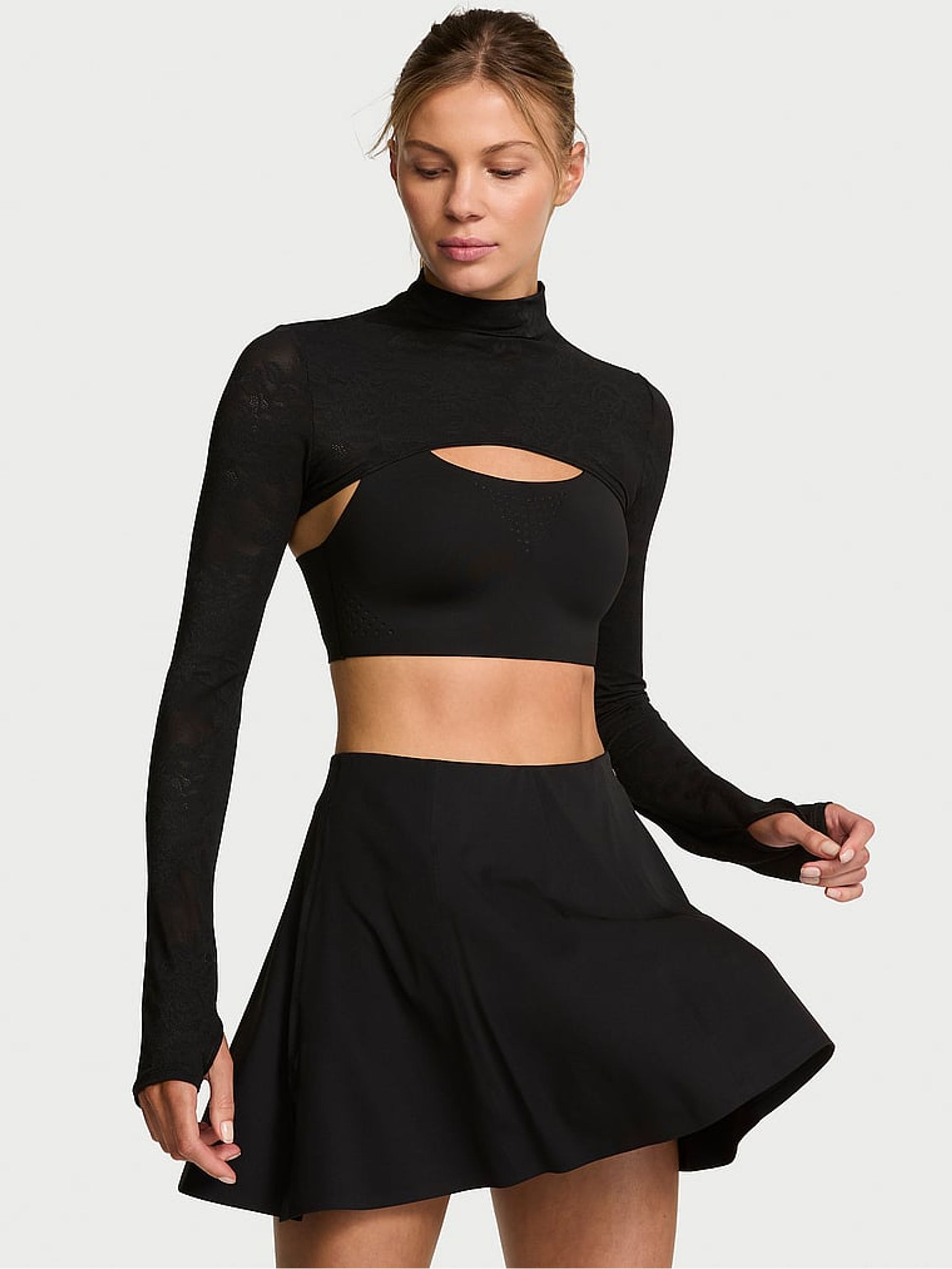Black Lace Mock Neck Shrug - Image 2 of 3 Black Lace Mock Neck Shrug - Image 2 of 3