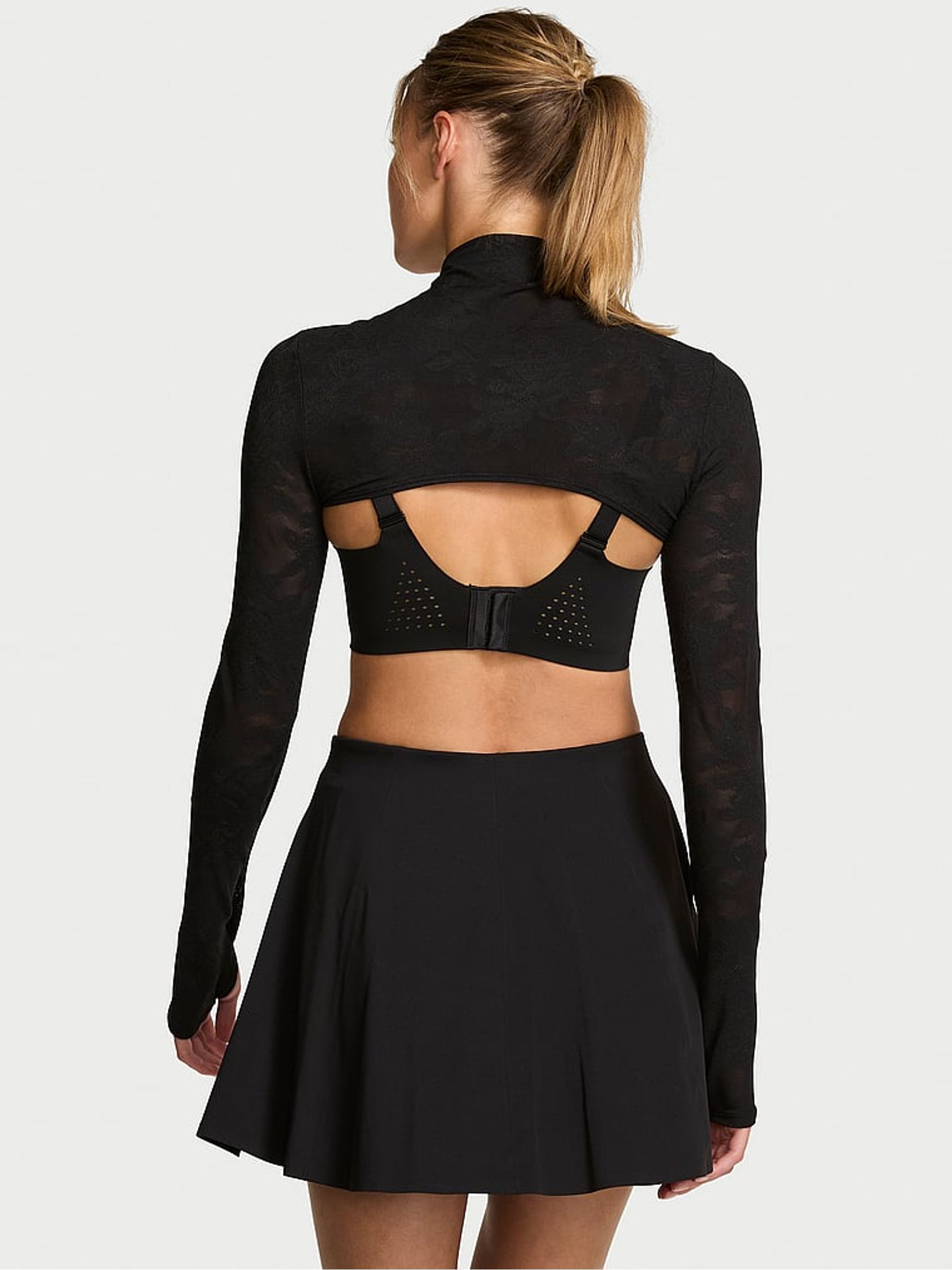 Black Lace Mock Neck Shrug - Image 3 of 3 Black Lace Mock Neck Shrug - Image 3 of 3
