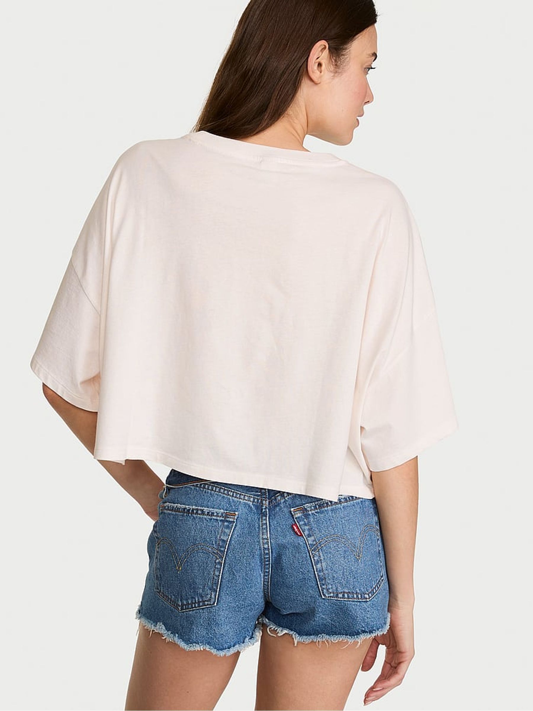 Coconut White Logo Cotton Oversized Cropped Top - Image 2 of 2