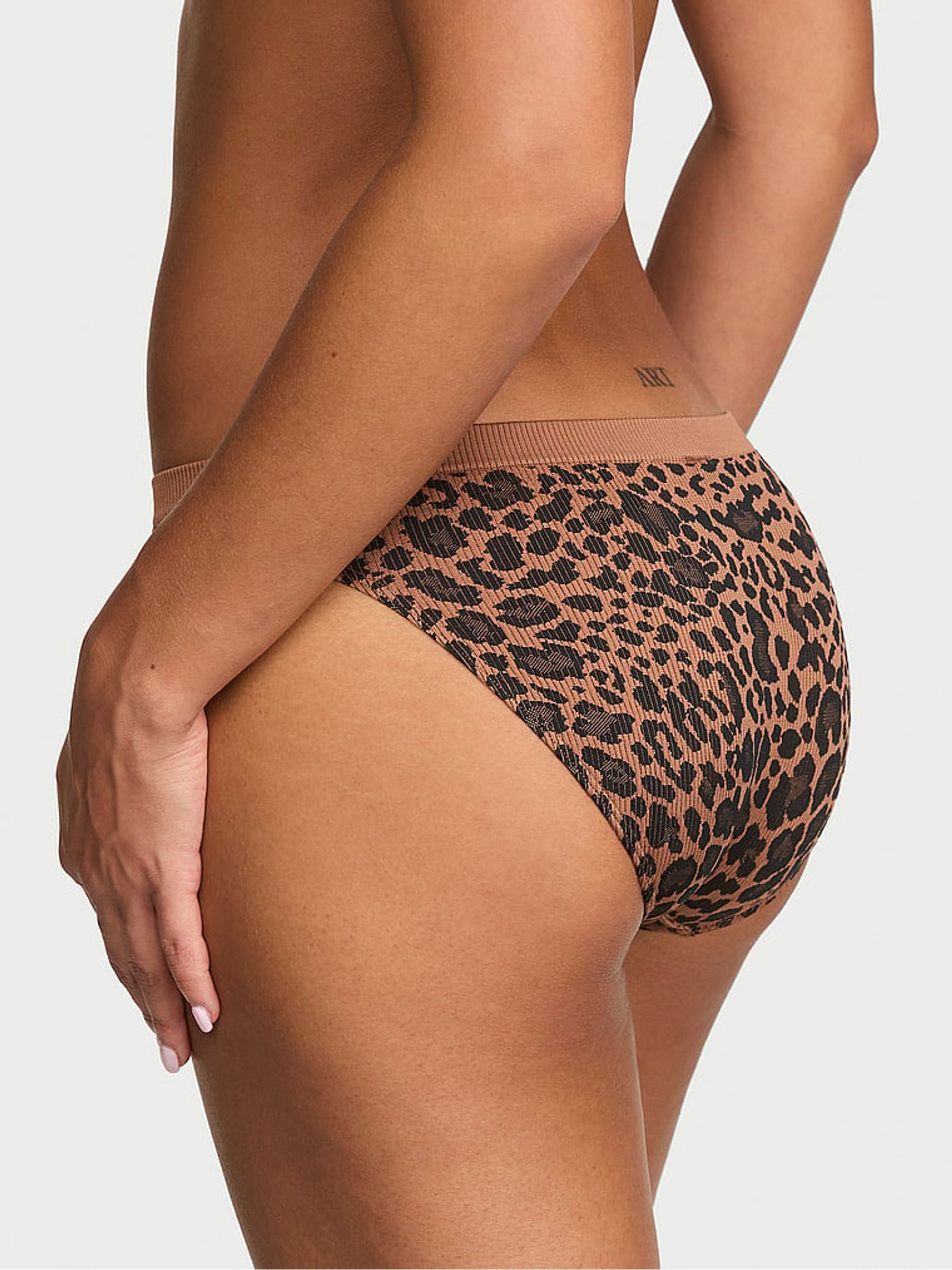 Leopard Brown Bikini Ribbed Knickers - Image 2 of 2