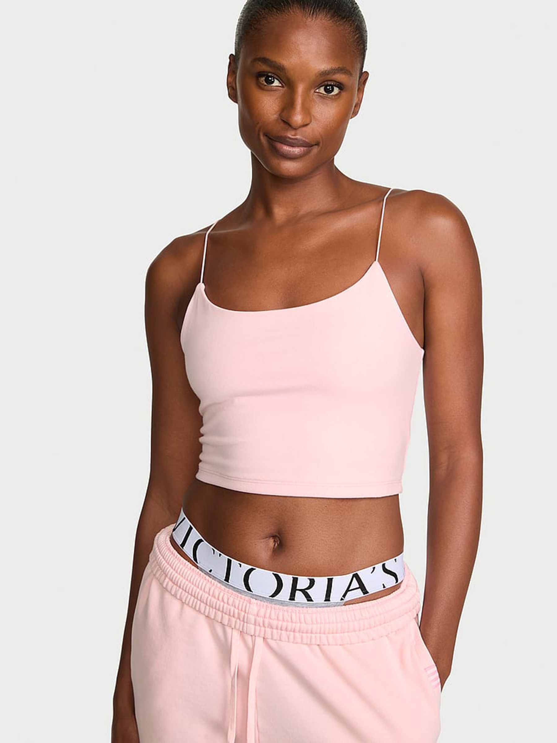 Angel Pink Cotton Cropped Cami Top - Image 2 of 3 Angel Pink Cotton Cropped Cami Top - Image 2 of 3