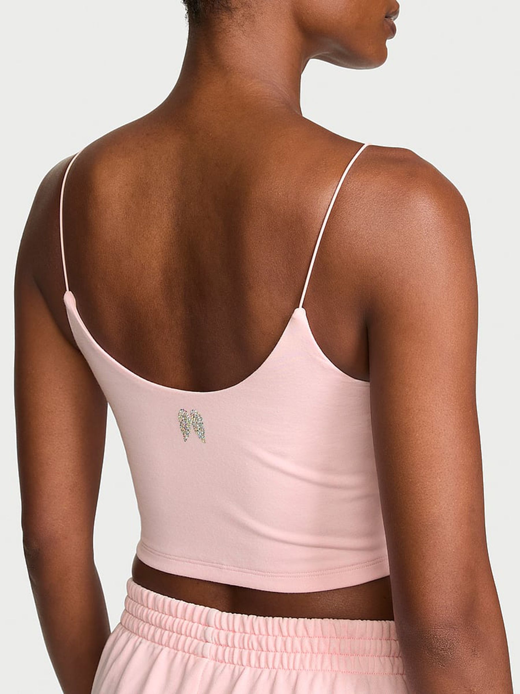Angel Pink Cotton Cropped Cami Top - Image 3 of 3 Angel Pink Cotton Cropped Cami Top - Image 3 of 3