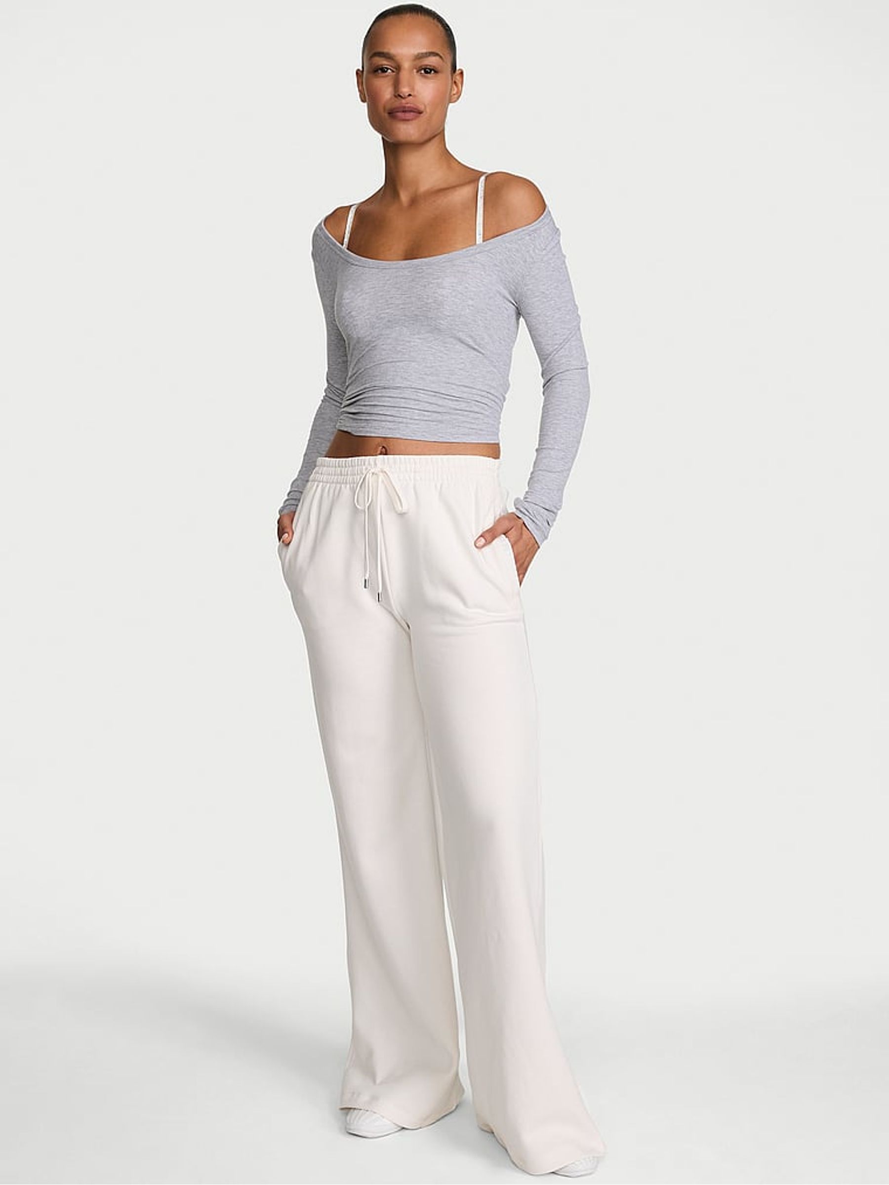 Coconut White Bride Fleece Wide Leg Joggers - Image 1 of 2