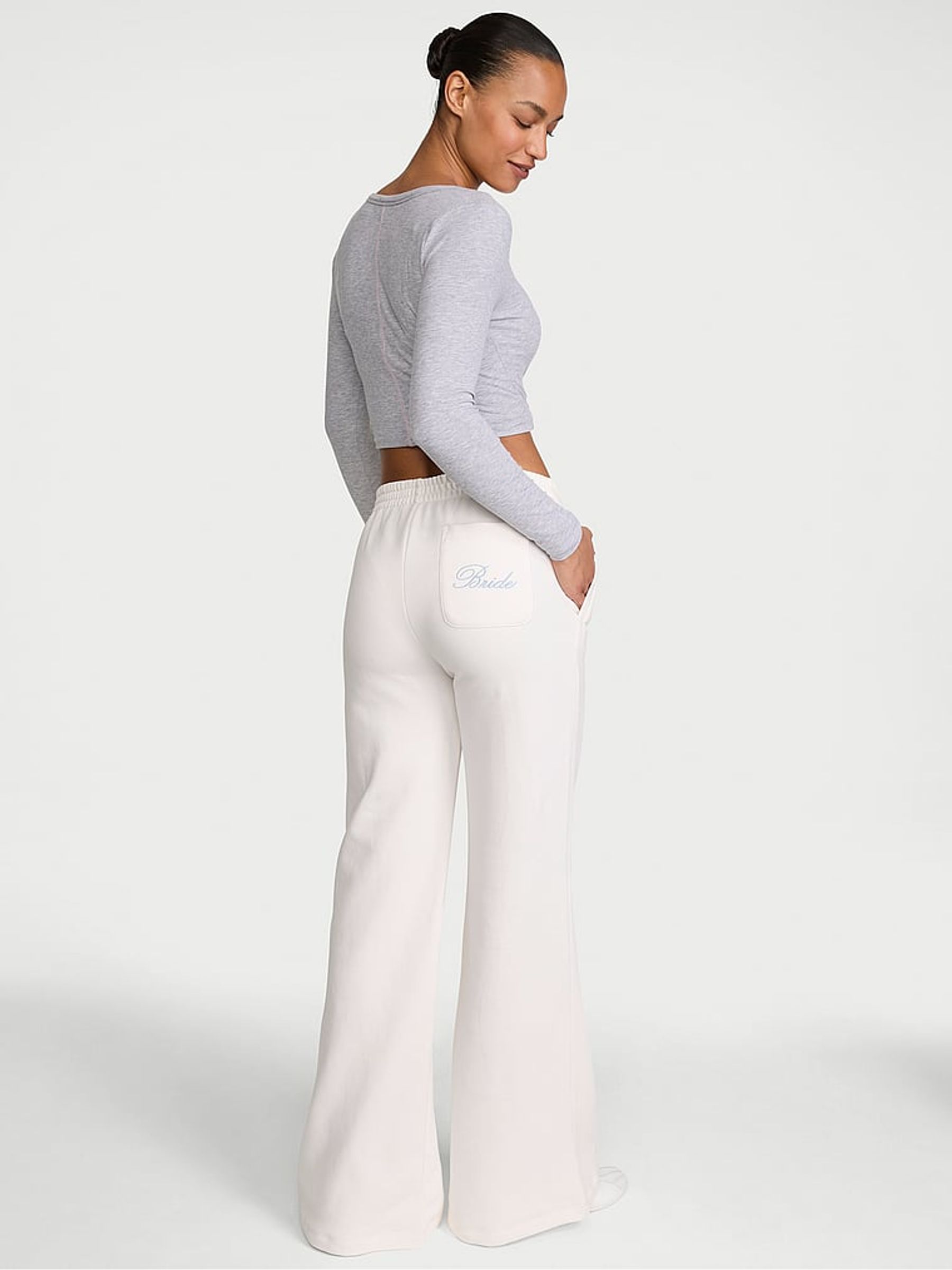 Coconut White Bride Fleece Wide Leg Joggers - Image 2 of 2