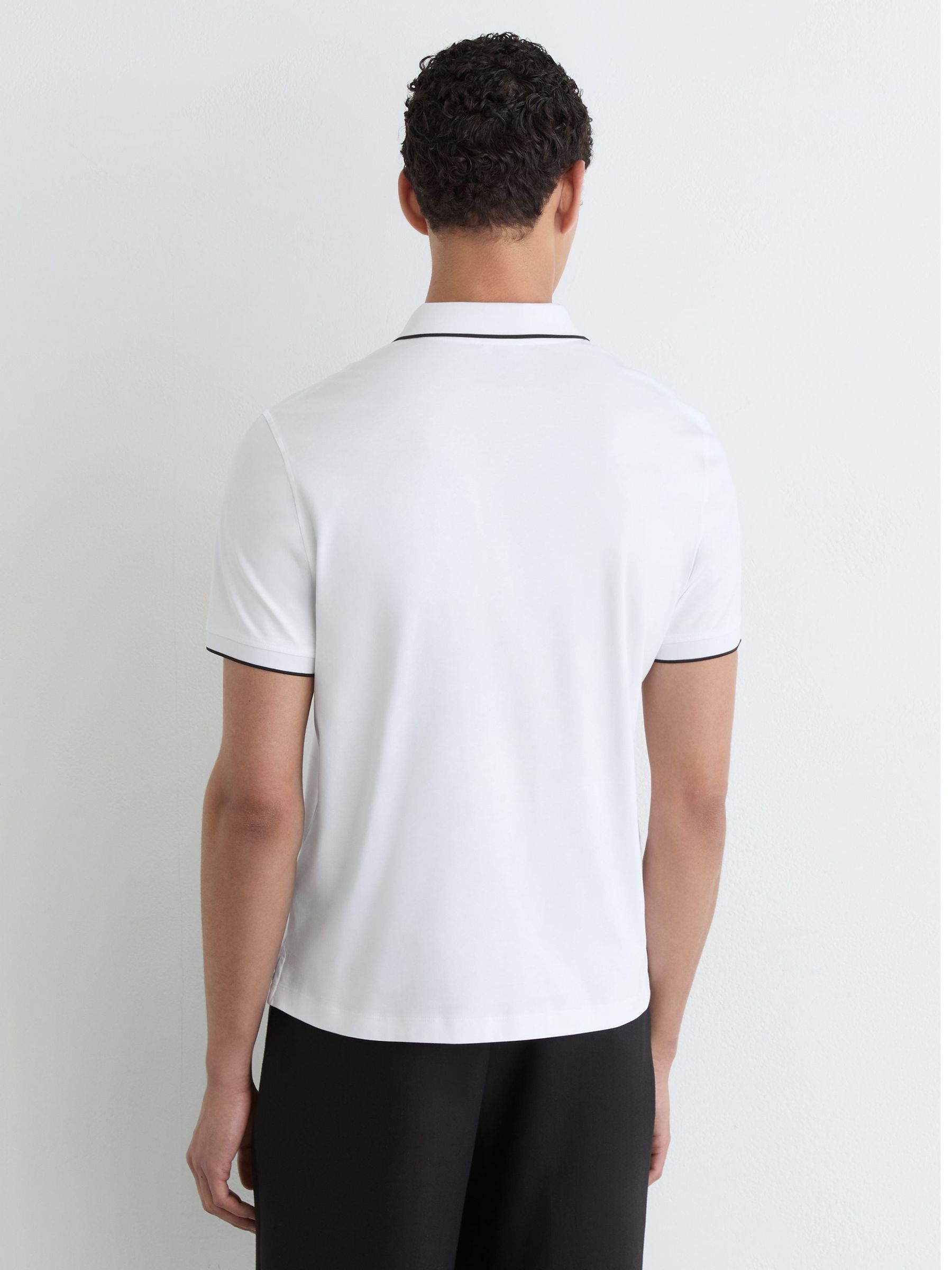 Air-Water Cotton Tipped Polo Shirt in White - Image 5 of 6